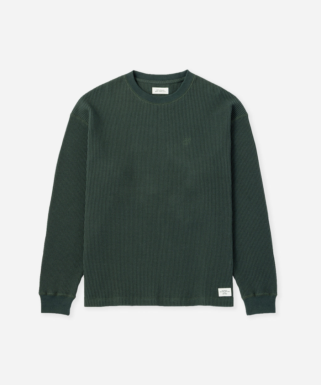 Saturdays NYC Alex Heavy Waffle Relaxed Top in Green