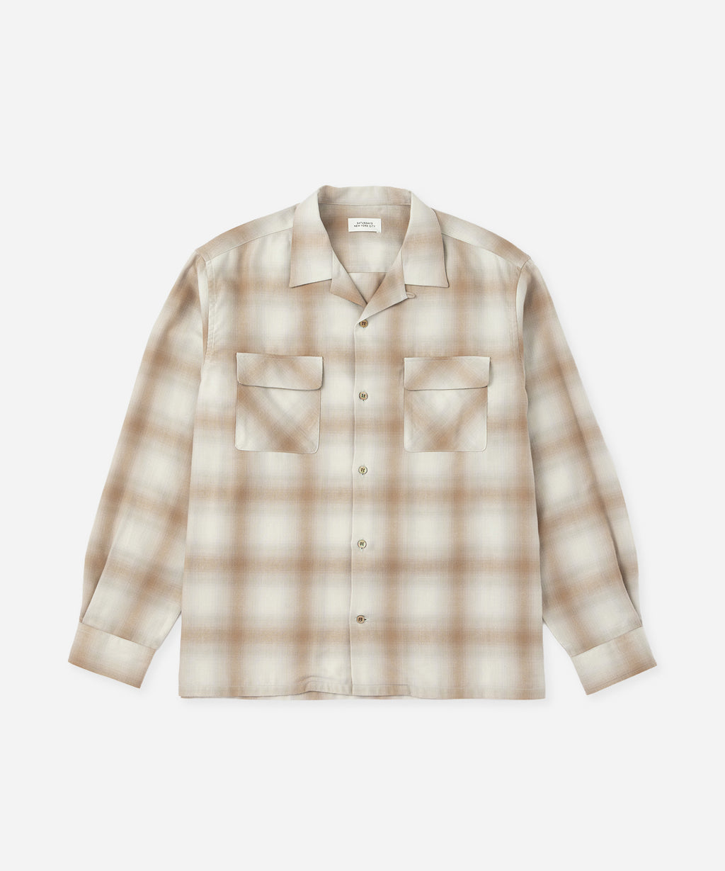 Saturdays NYC Marco Ombre Check Shirt in Ivory