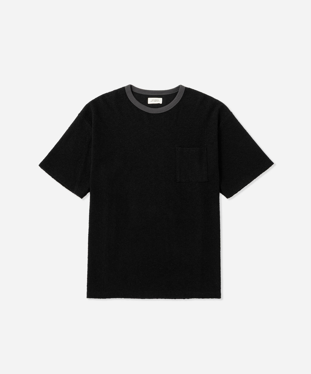Saturdays NYC Ringer Pile Relaxed Short Sleeve Tee in Black