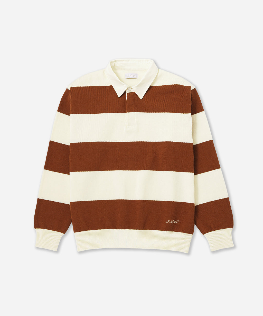 Saturdays NYC Rugger Polo Sweater in Brick