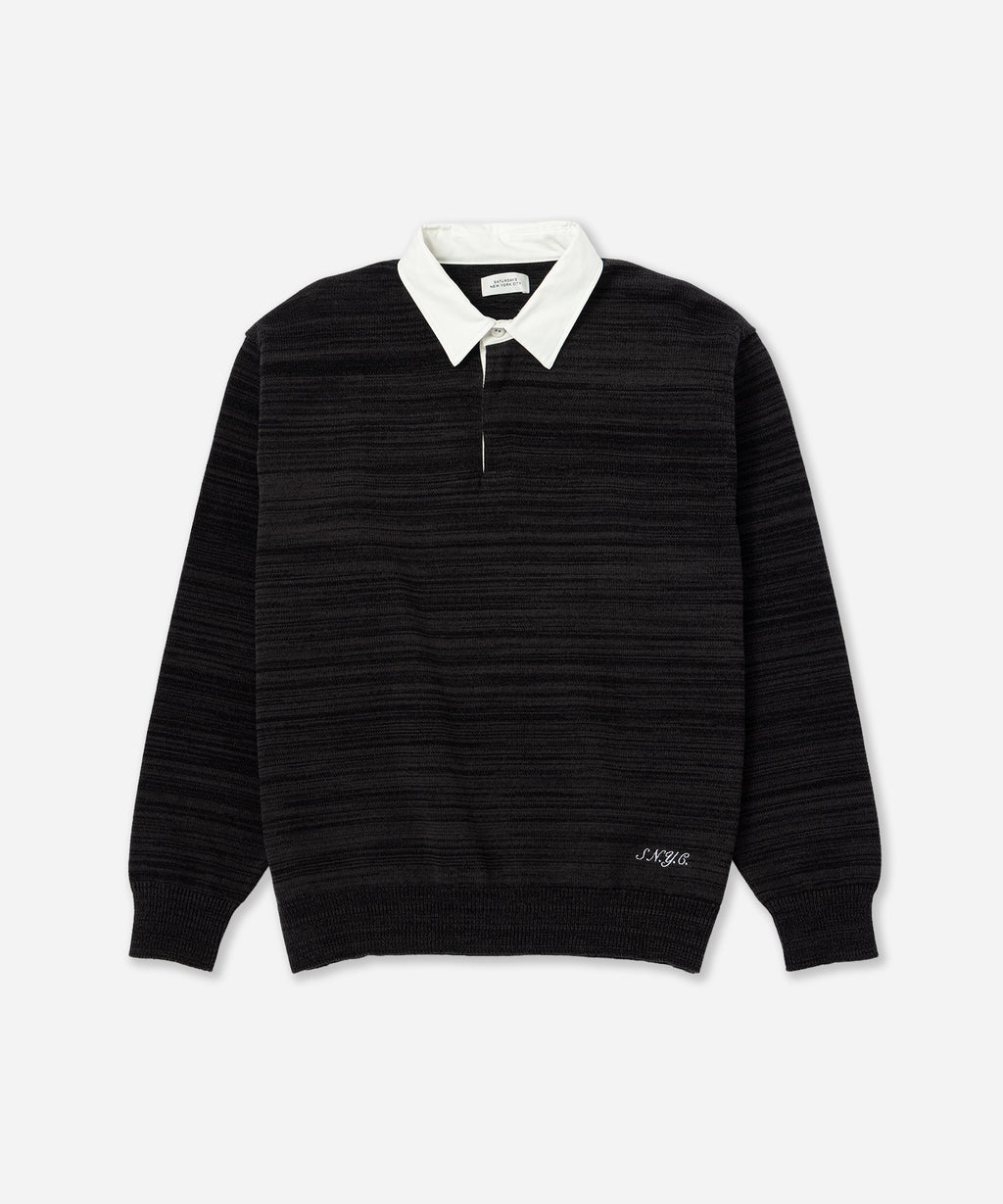 Saturdays NYC Rugger Polo Sweater in Charcoal