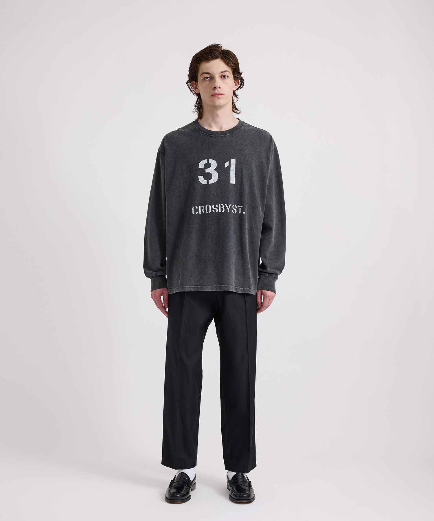 Crosby Stencil Print Relaxed Long Sleeve Tee