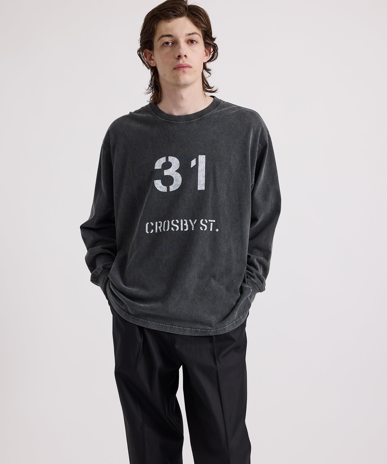 Crosby Stencil Print Relaxed Long Sleeve Tee