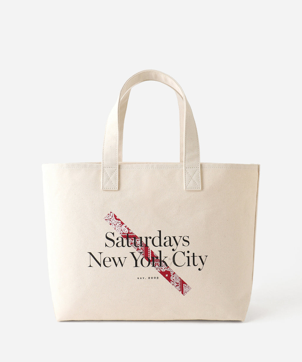 Saturdays NYC MIYAGIHIDETAKA x Saturdays Bandana Slash Tote Bag in Red