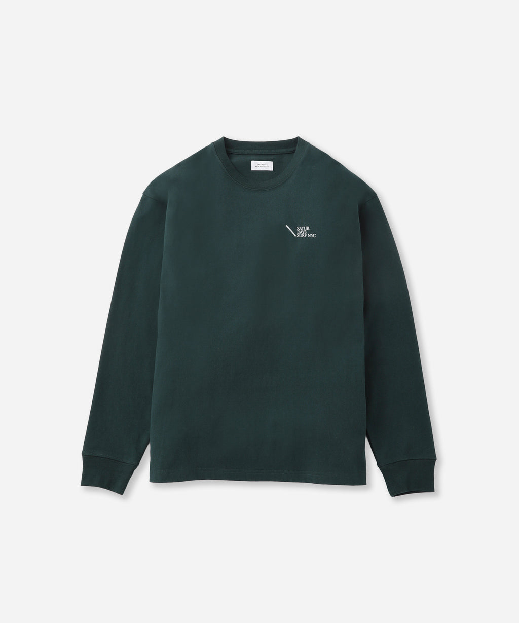 Saturdays NYC Max Weight Relaxed Surf Long Sleeve Tee in Green