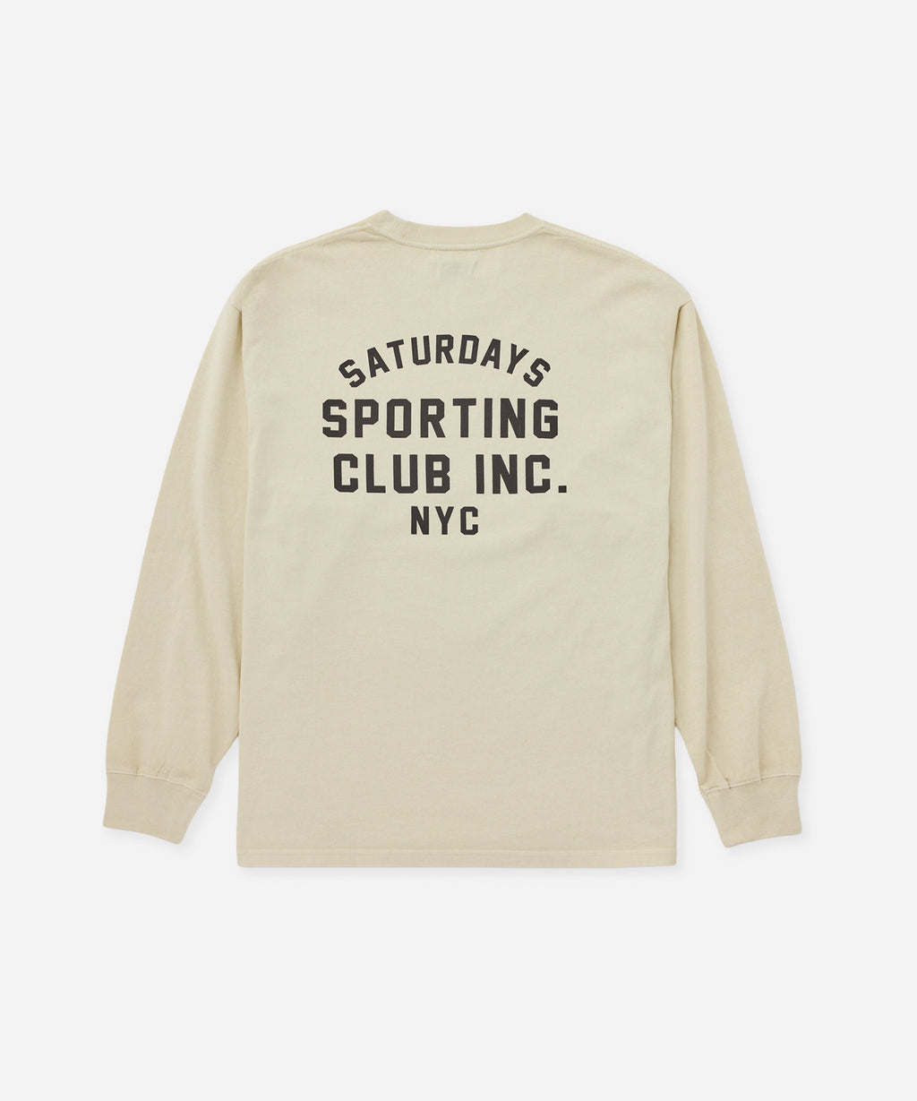 Saturdays NYC Collegiate Printed Long Sleeve Tee in Ivory