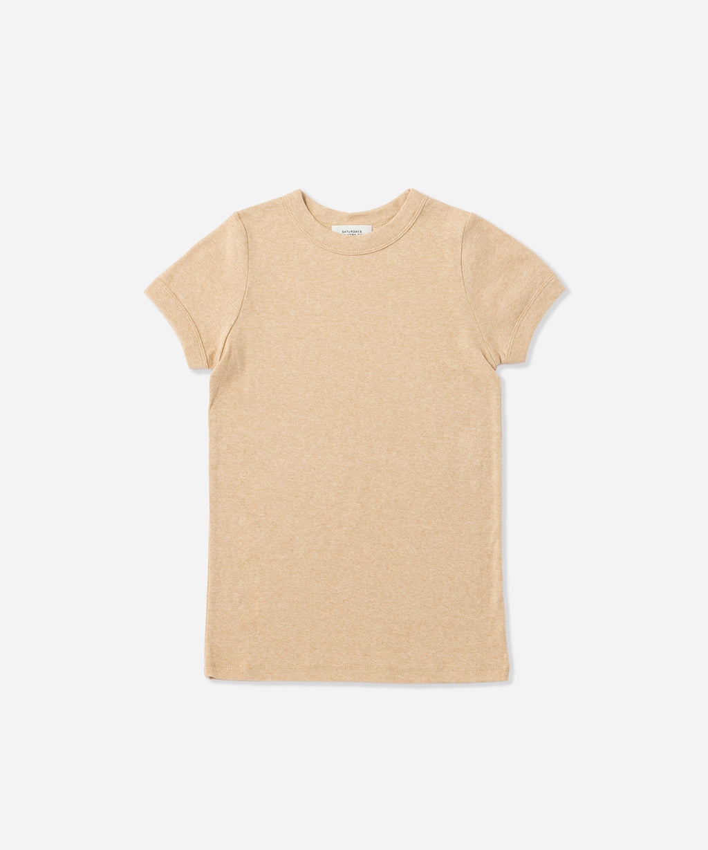 Saturdays NYC Naomi Ribbed Tee in Beige