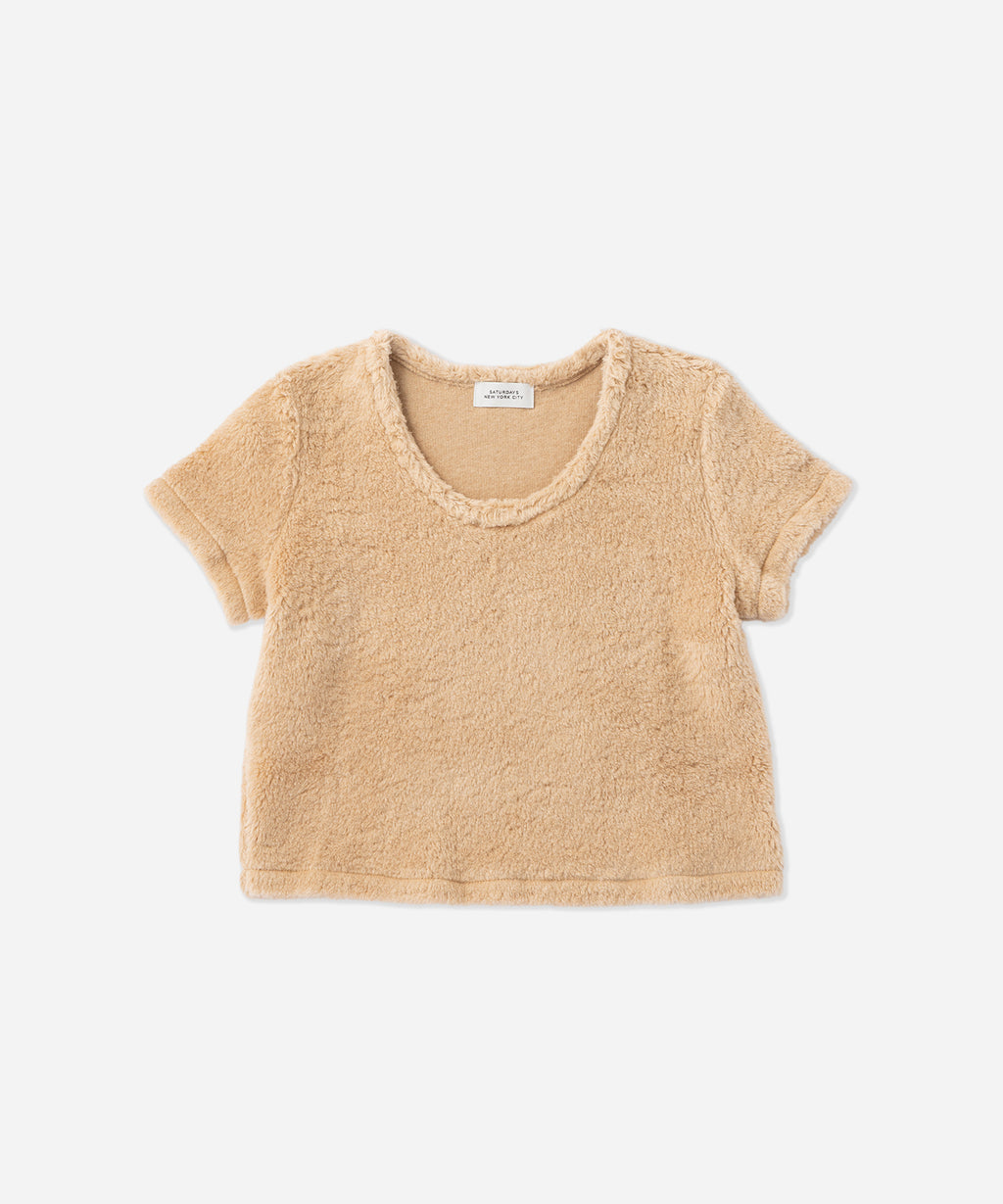 Saturdays NYC Alexis Shearling Tee in Beige