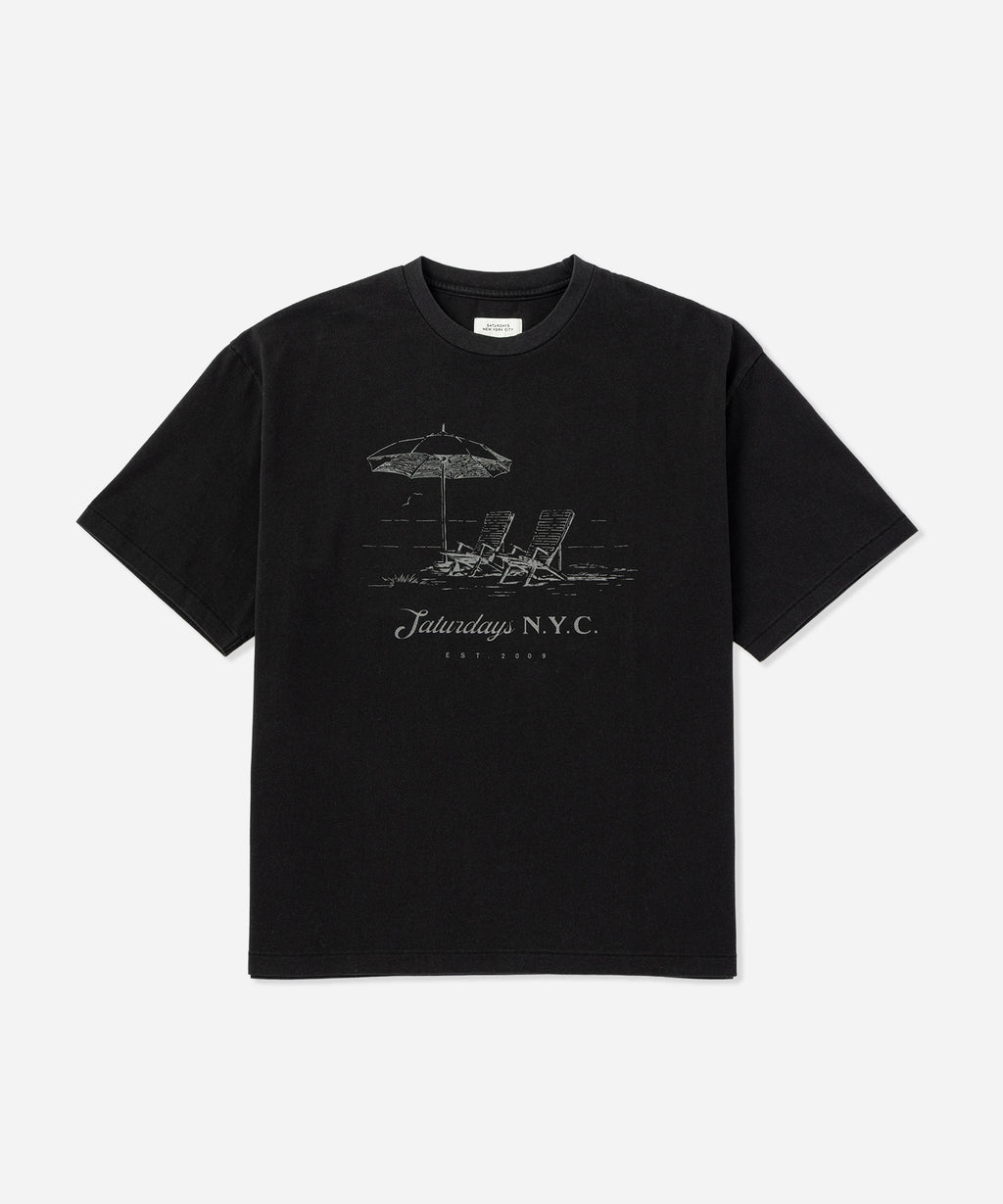 Saturdays NYC Beach Chair Ozone Wash Relaxed Tee in Fade Black