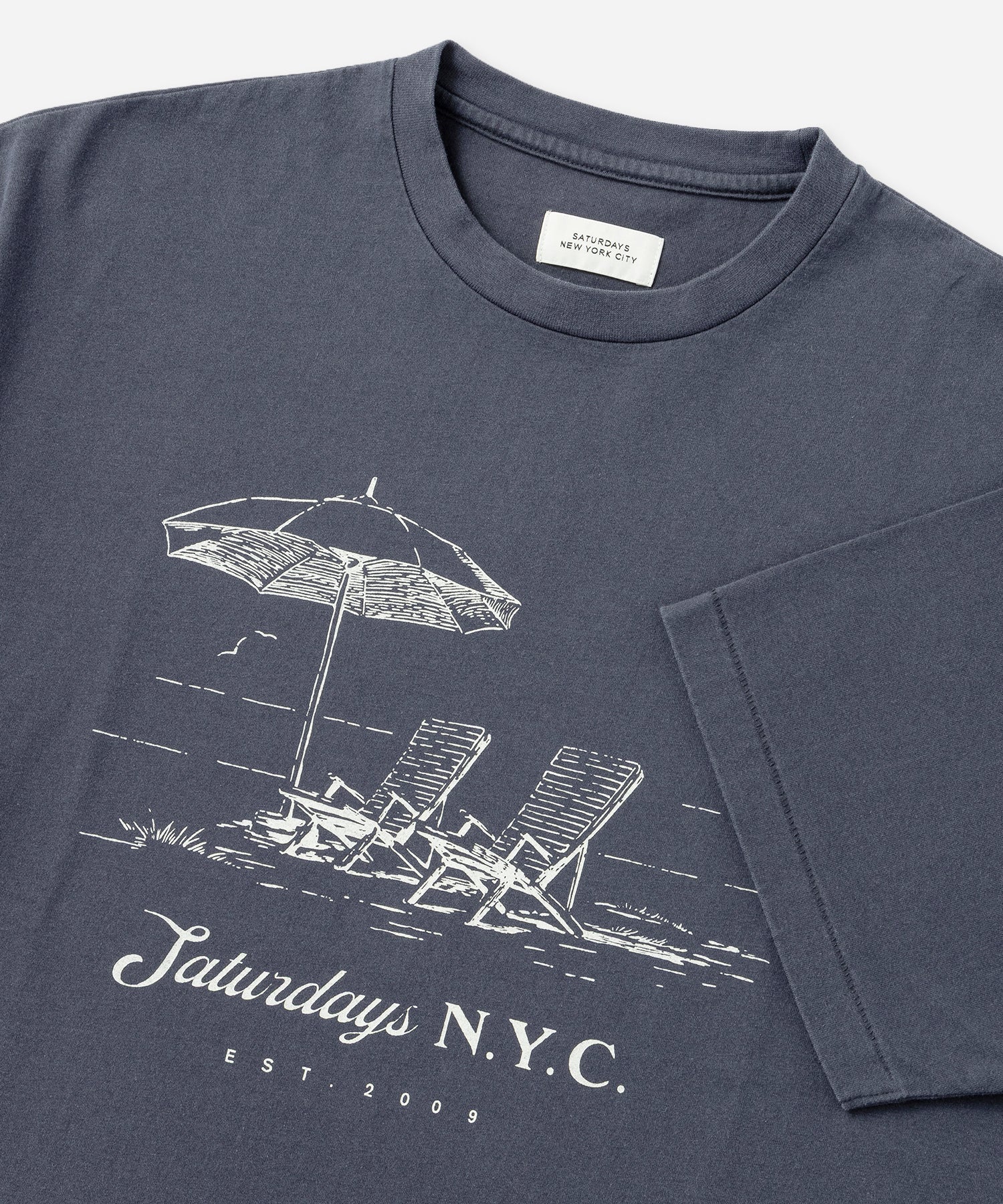 Saturdays NYC Beach Chair Ozone Wash Relaxed Tee in Navy