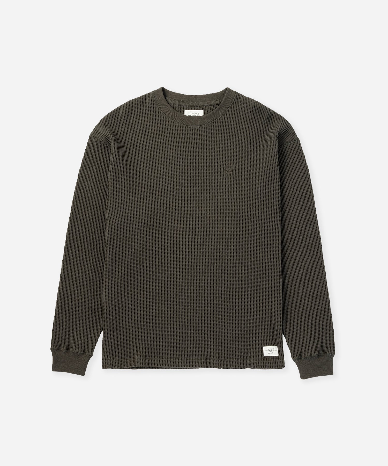 Saturdays NYC Alex Heavy Waffle Relaxed Top in Charcoal