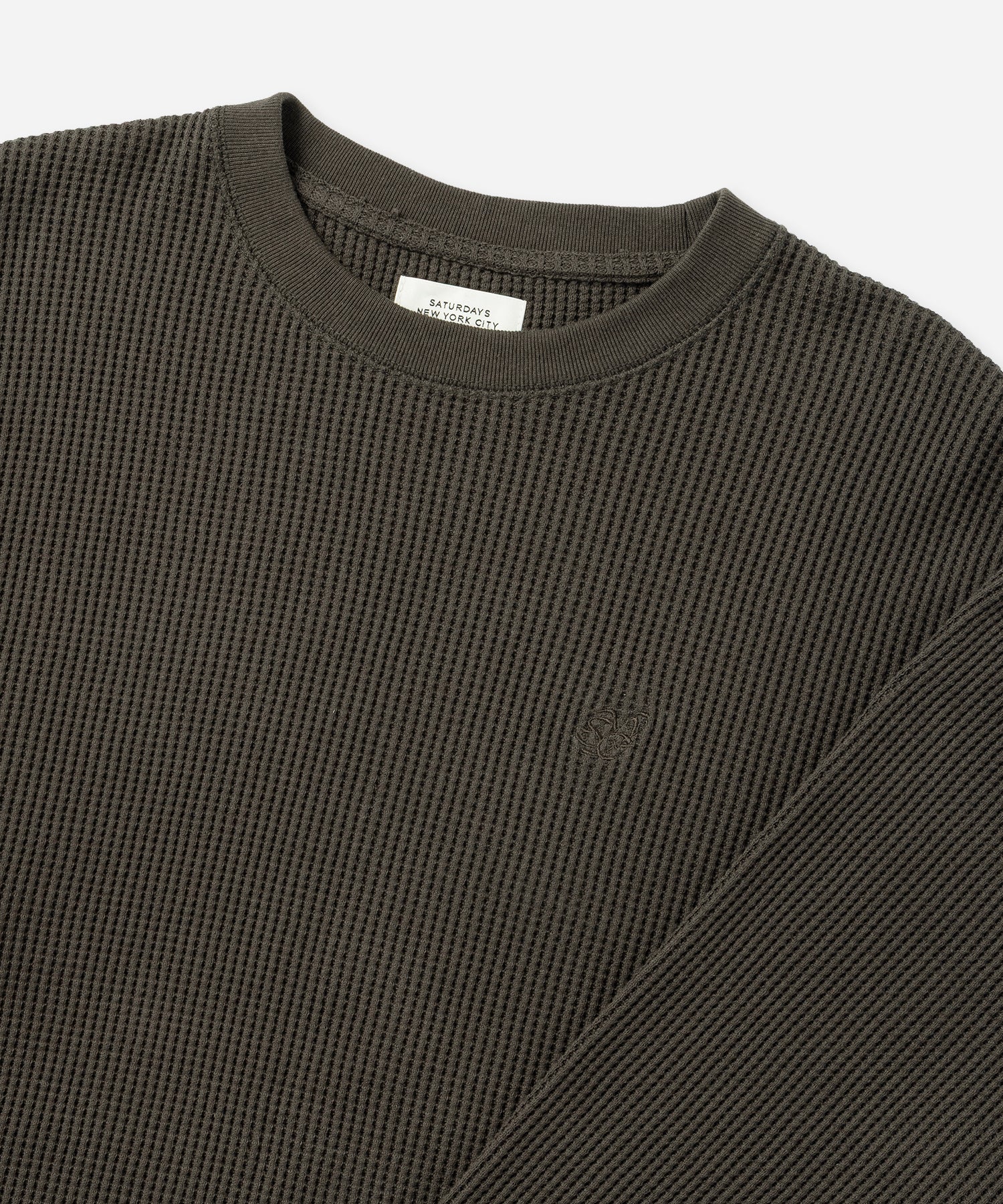 Saturdays NYC Alex Heavy Waffle Relaxed Top in Charcoal