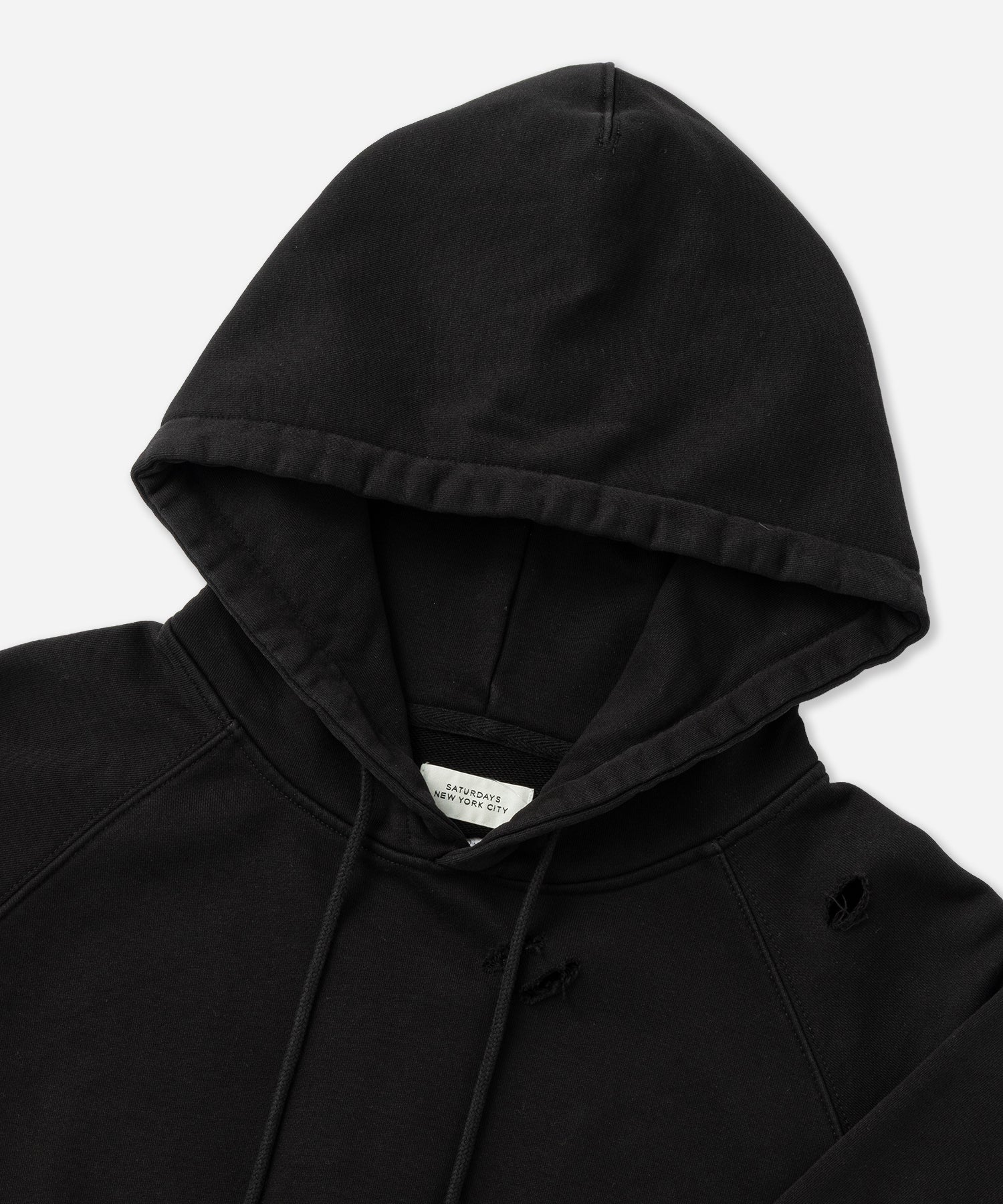 Saturdays NYC Warren Super Vintage Relaxed Hoodie in Fade Black