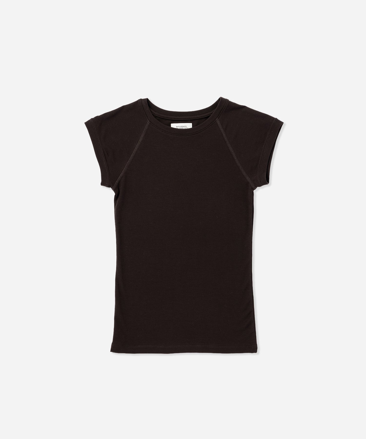 Saturdays NYC Bree Capped Sleeve Tee in Dark Brown