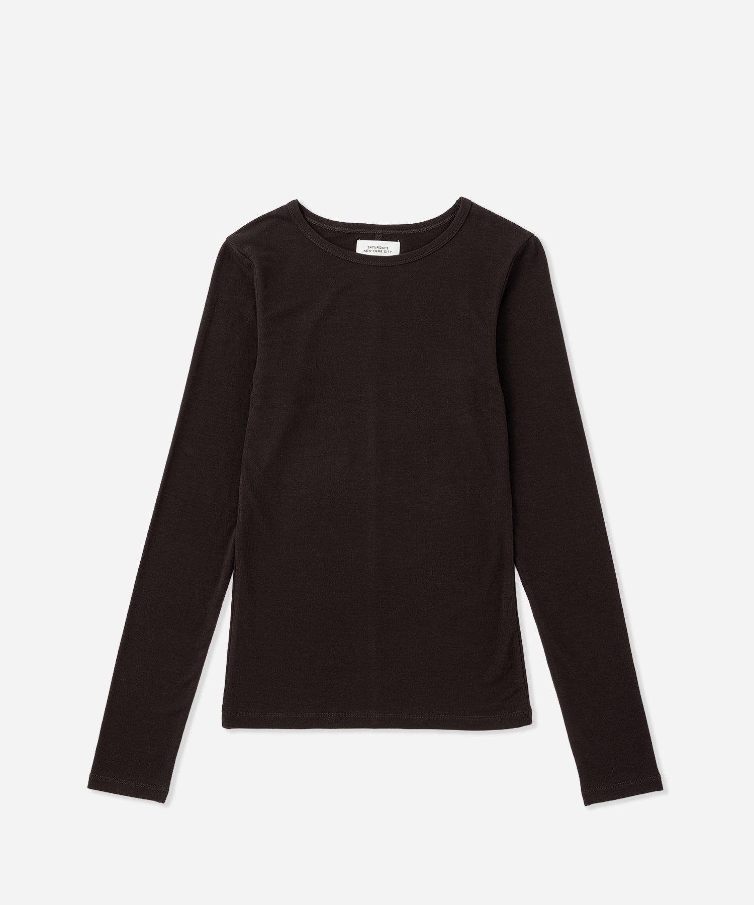 Saturdays NYC Steff Fitted Long Sleeve  Top in Dark Brown