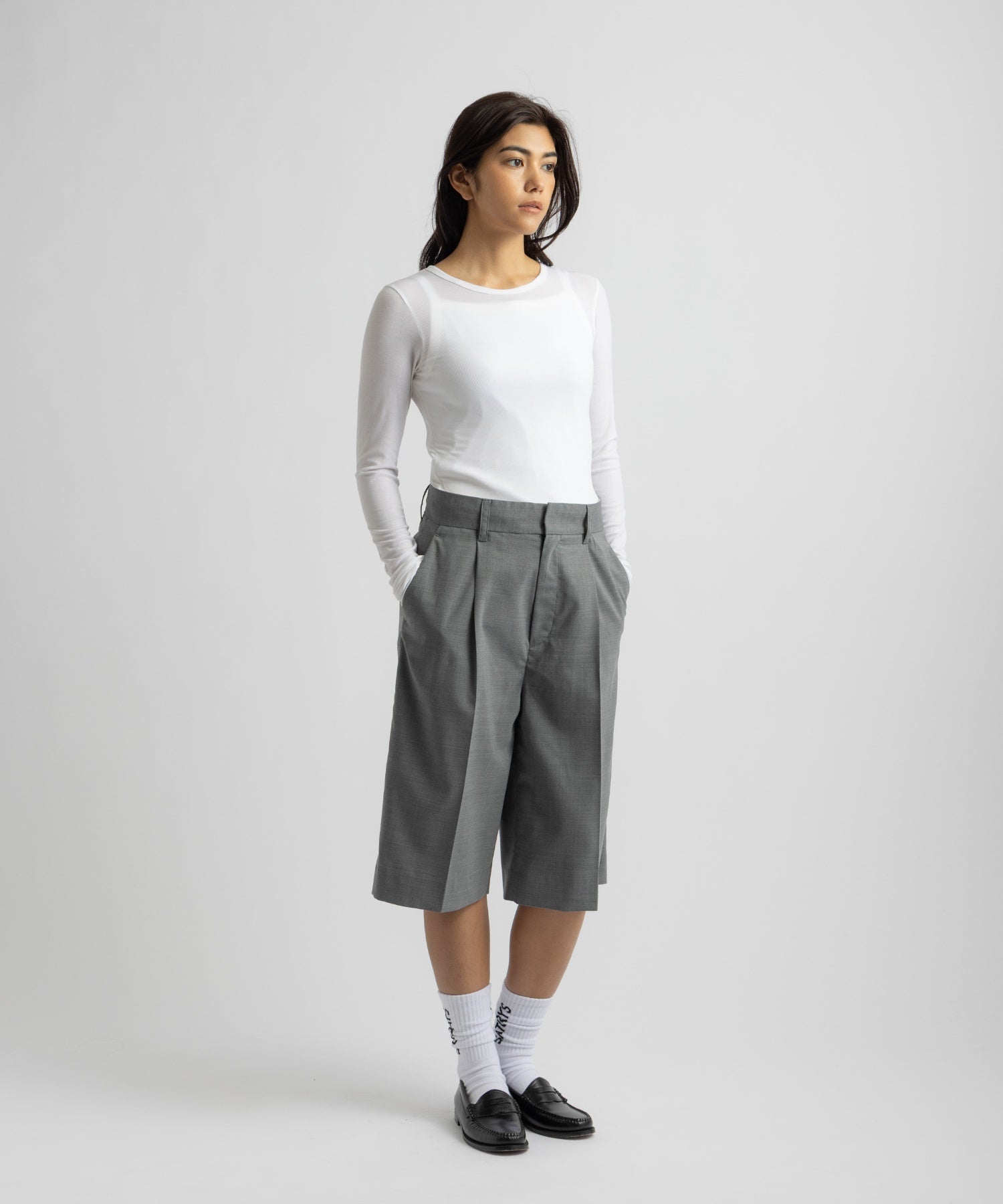 Saturdays NYC Kim Pleated Shorts in Gray