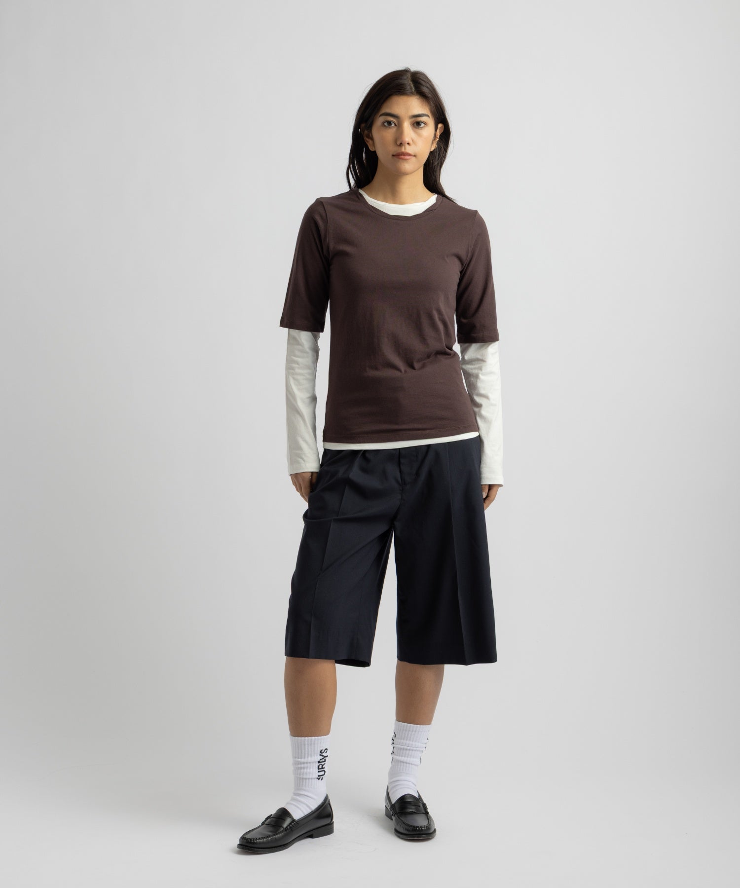 Saturdays NYC Drewe Multi Layer Top in Dark Brown