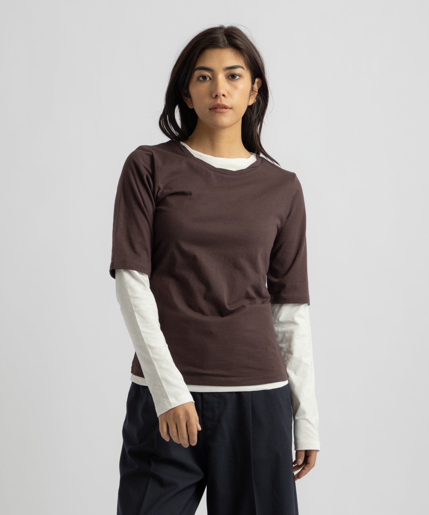Saturdays NYC Drewe Multi Layer Top in Dark Brown