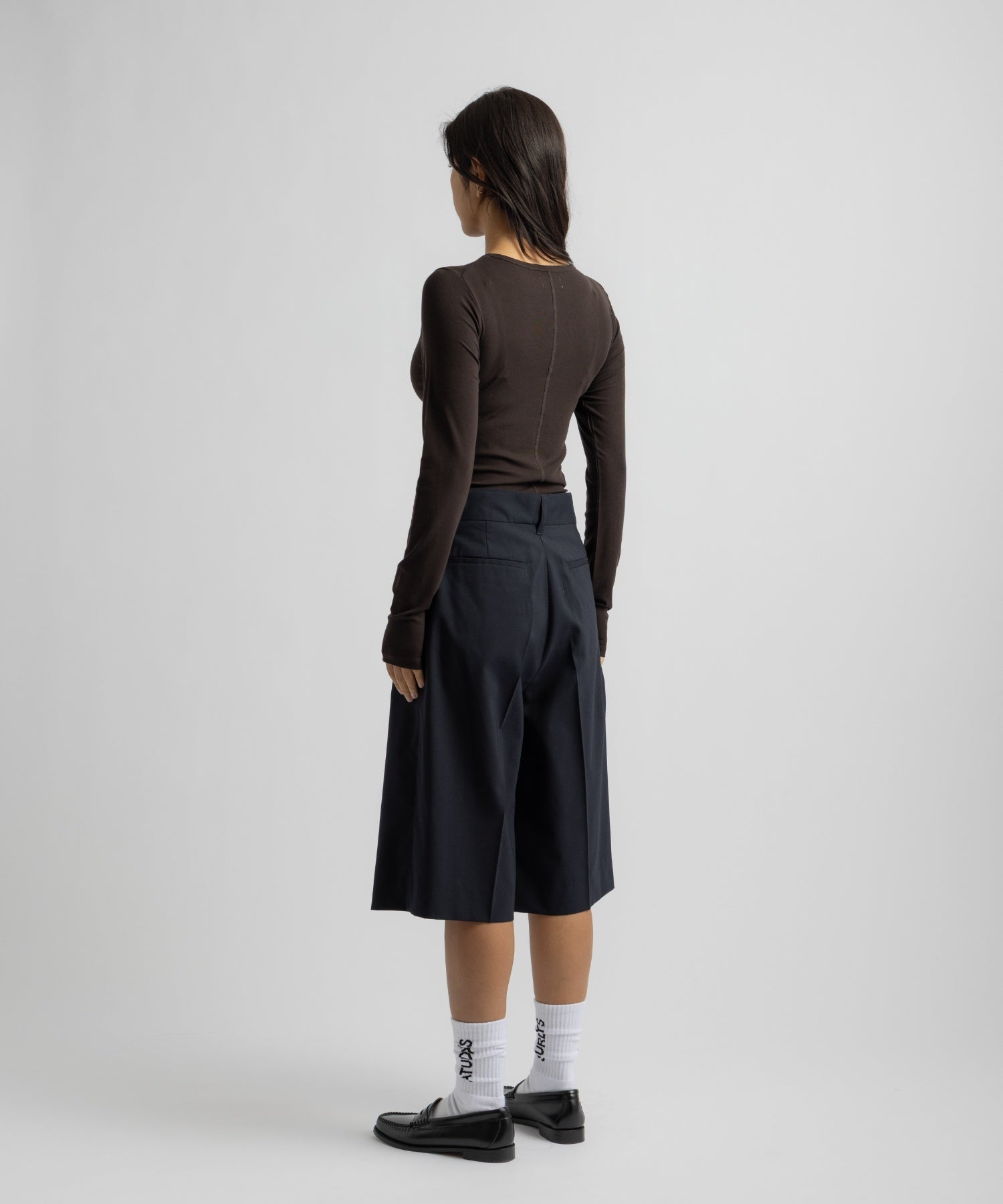 Saturdays NYC Steff Fitted Long Sleeve  Top in Dark Brown
