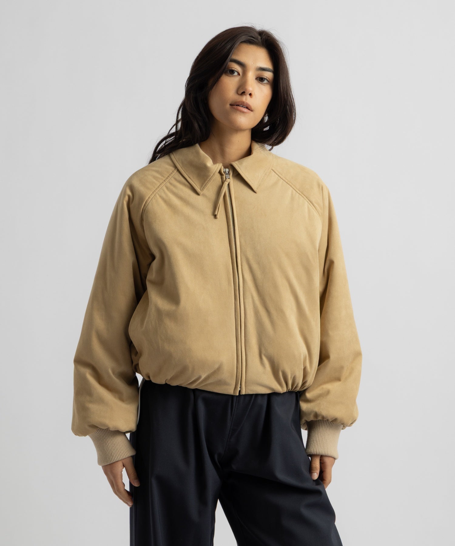 Saturdays NYC Dorothy Cropped Blouson in Beige