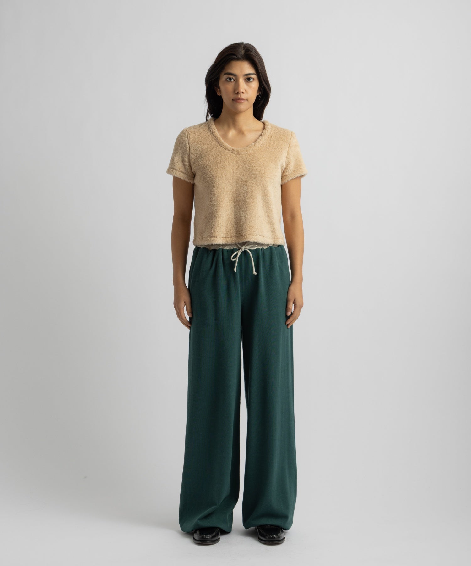 Saturdays NYC Alexis Shearling Tee in Beige
