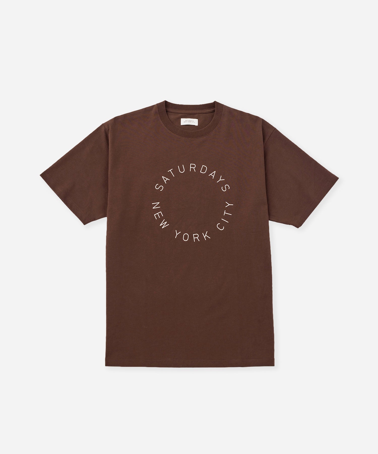 Saturdays NYC Circular Saturdays Logo Short Sleeve Tee in Dark Brown