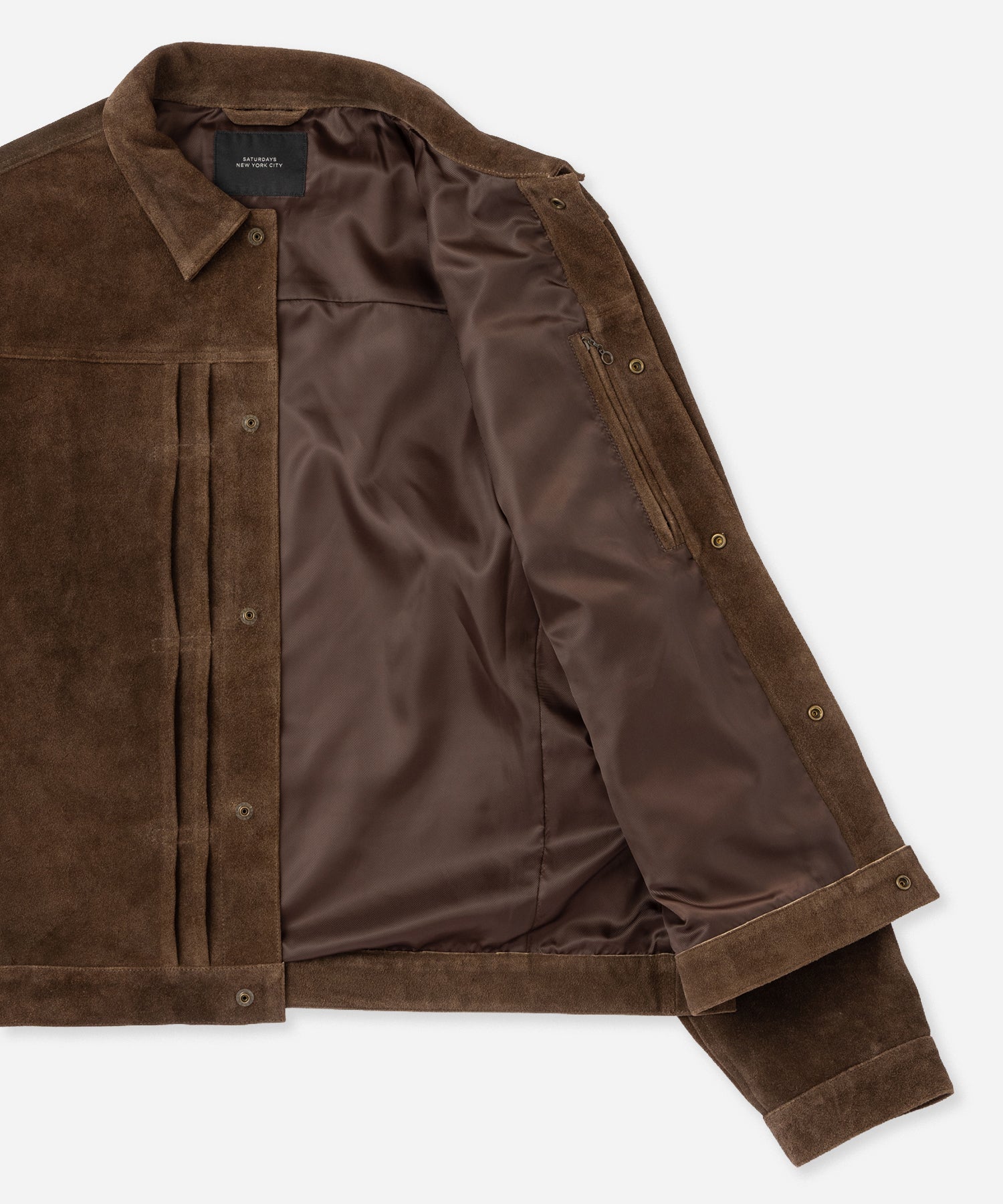 Saturdays NYC Emil Type-1 Suede Leather Jacket in Brown