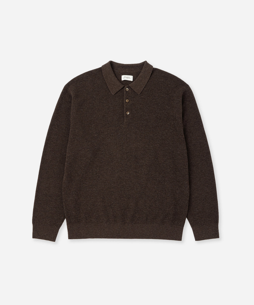 Saturdays NYC Beauchamp Polo Sweater in Dark Brown