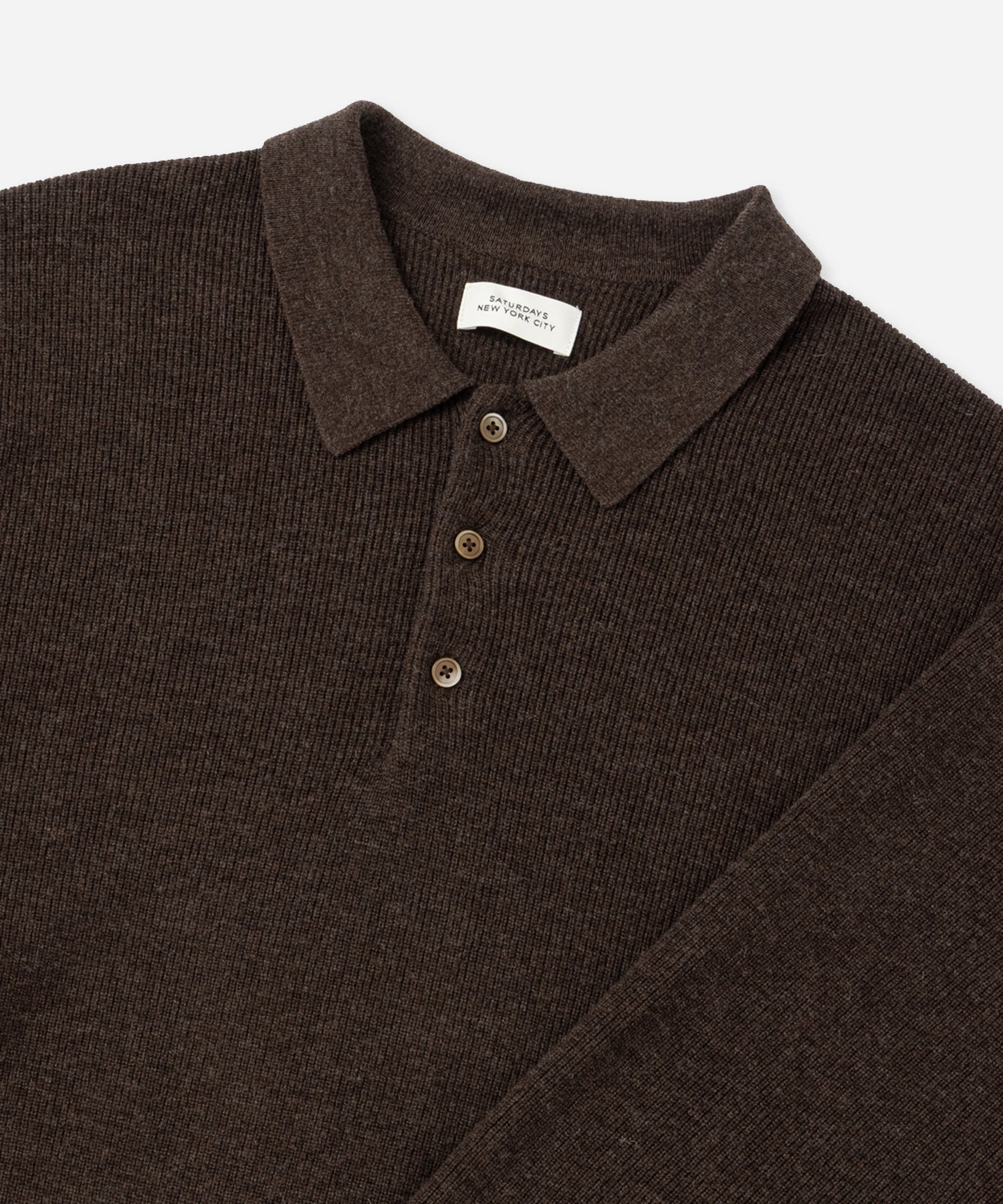 Saturdays NYC Beauchamp Polo Sweater in Dark Brown