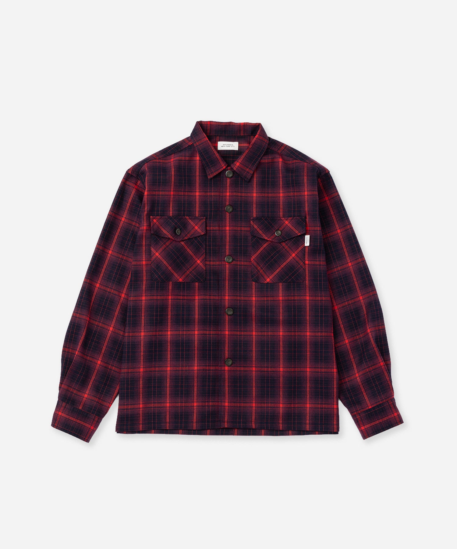 Saturdays NYC Marco Ombre Check CPO Shirt in Red