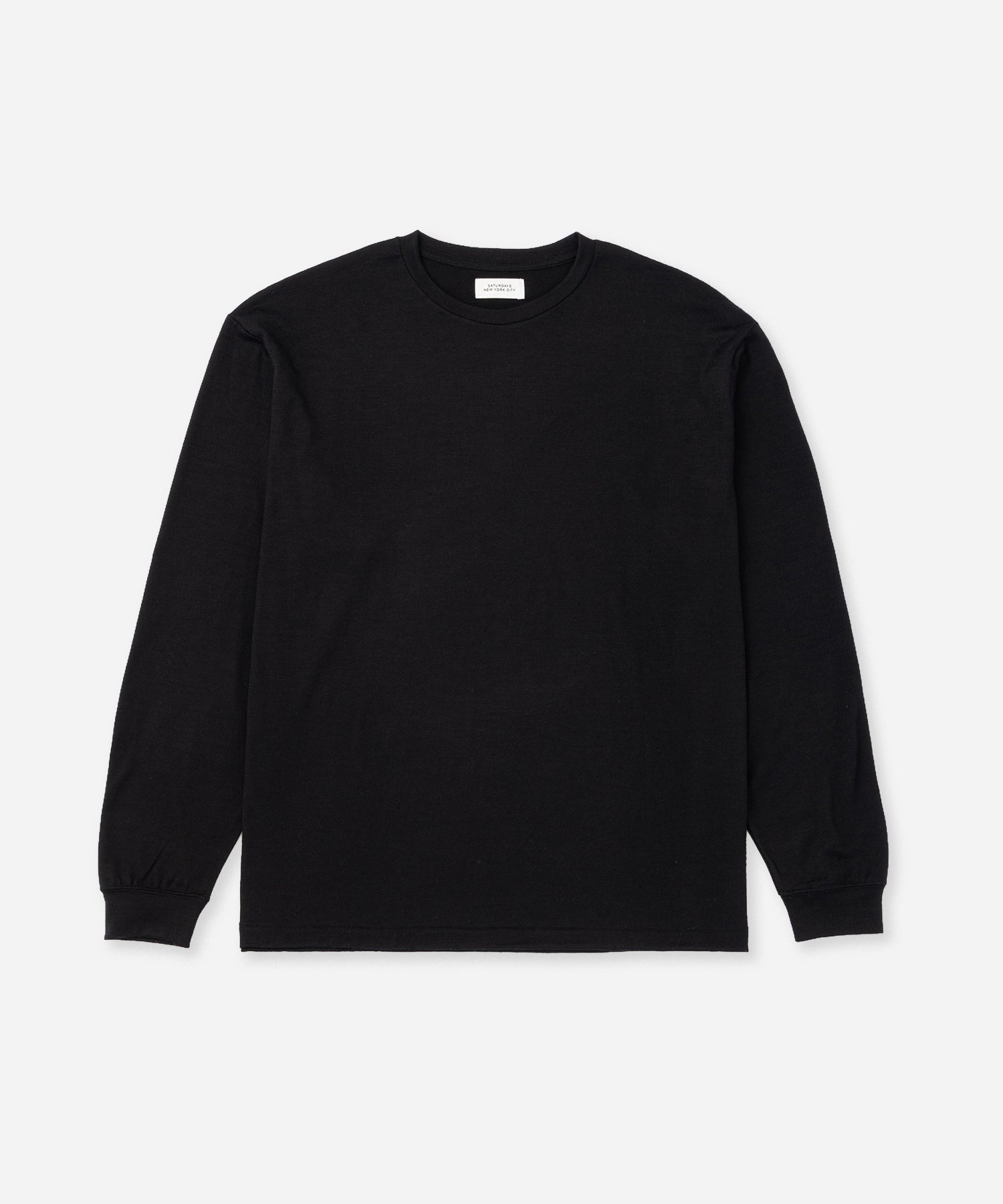Saturdays NYC Lightweight Wool Long Sleeve Tee in Black