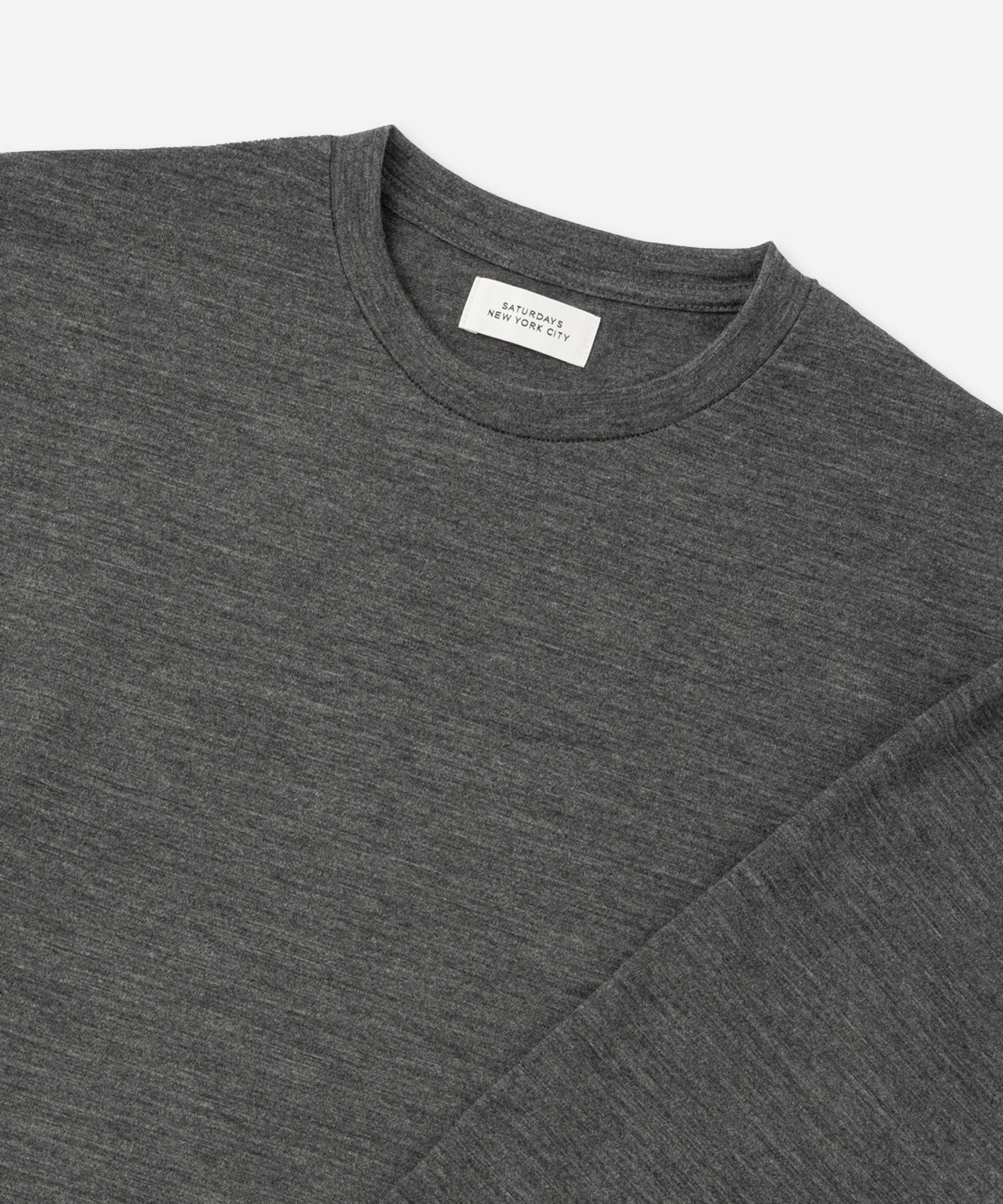 Saturdays NYC Lightweight Wool Long Sleeve Tee in Charcoal
