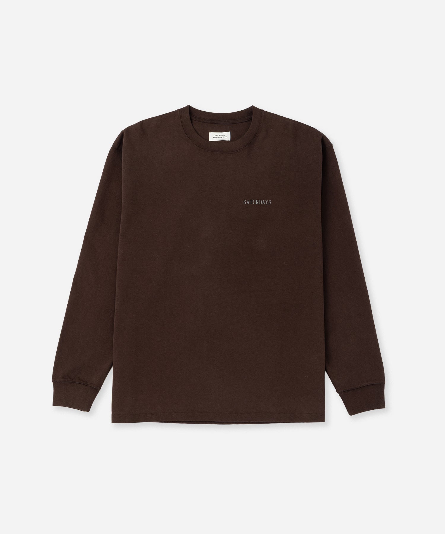 Saturdays NYC Max Weight Vintage Sport Long Sleeve Tee in Dark Brown