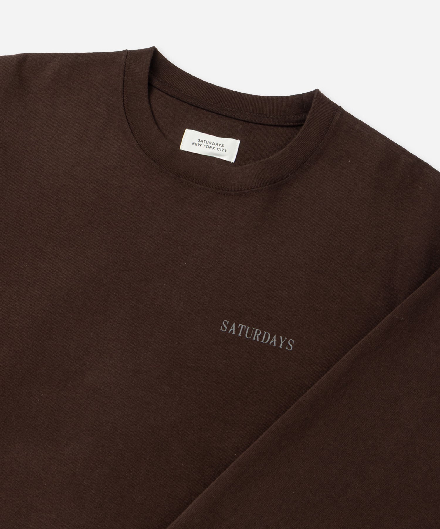 Saturdays NYC Max Weight Vintage Sport Long Sleeve Tee in Dark Brown