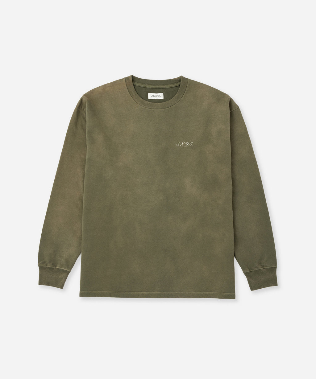 Saturdays NYC S.NYC Terry Long Sleeve Sweatshirt in Olive Green