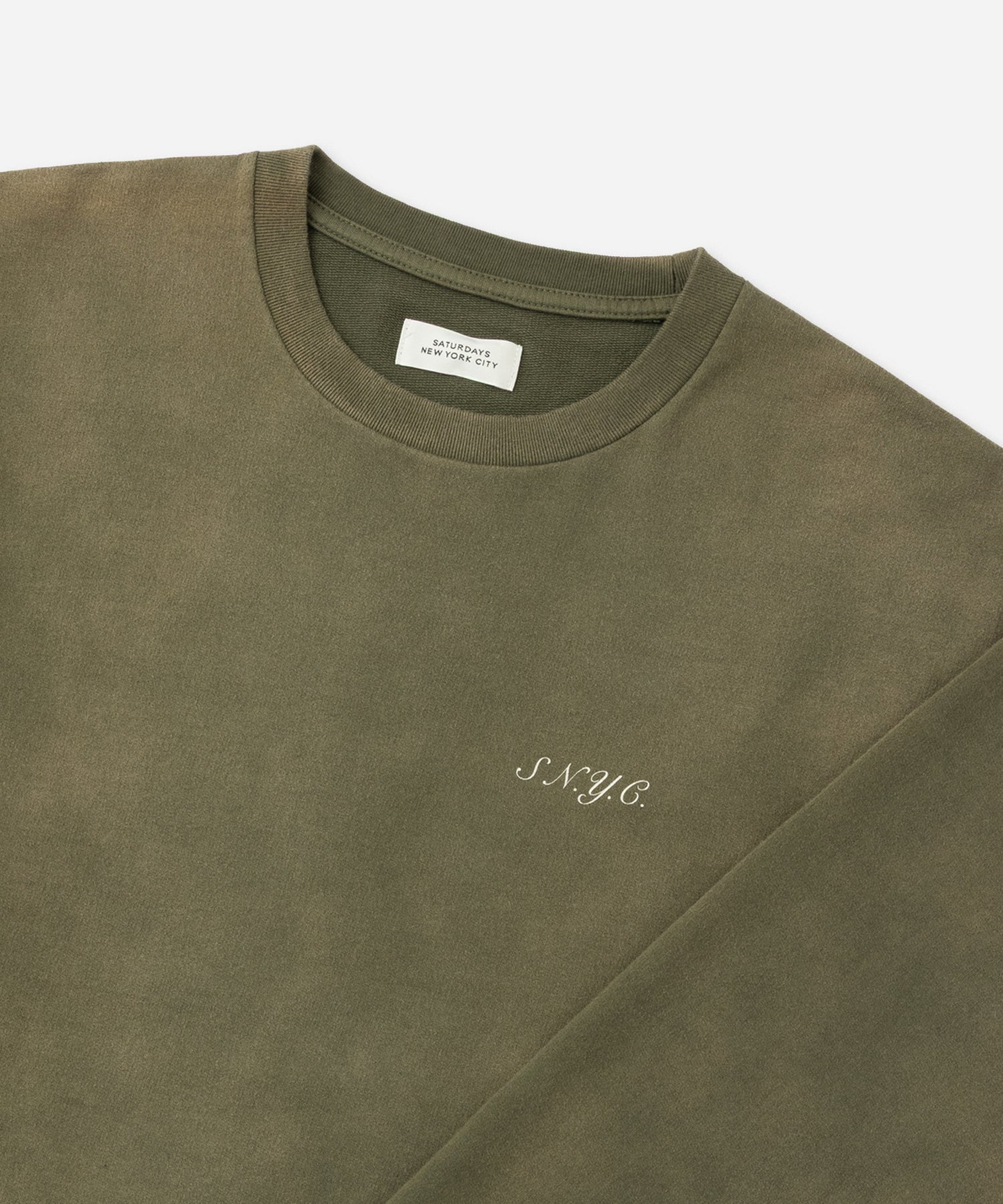 Saturdays NYC S.NYC Terry Long Sleeve Sweatshirt in Olive Green
