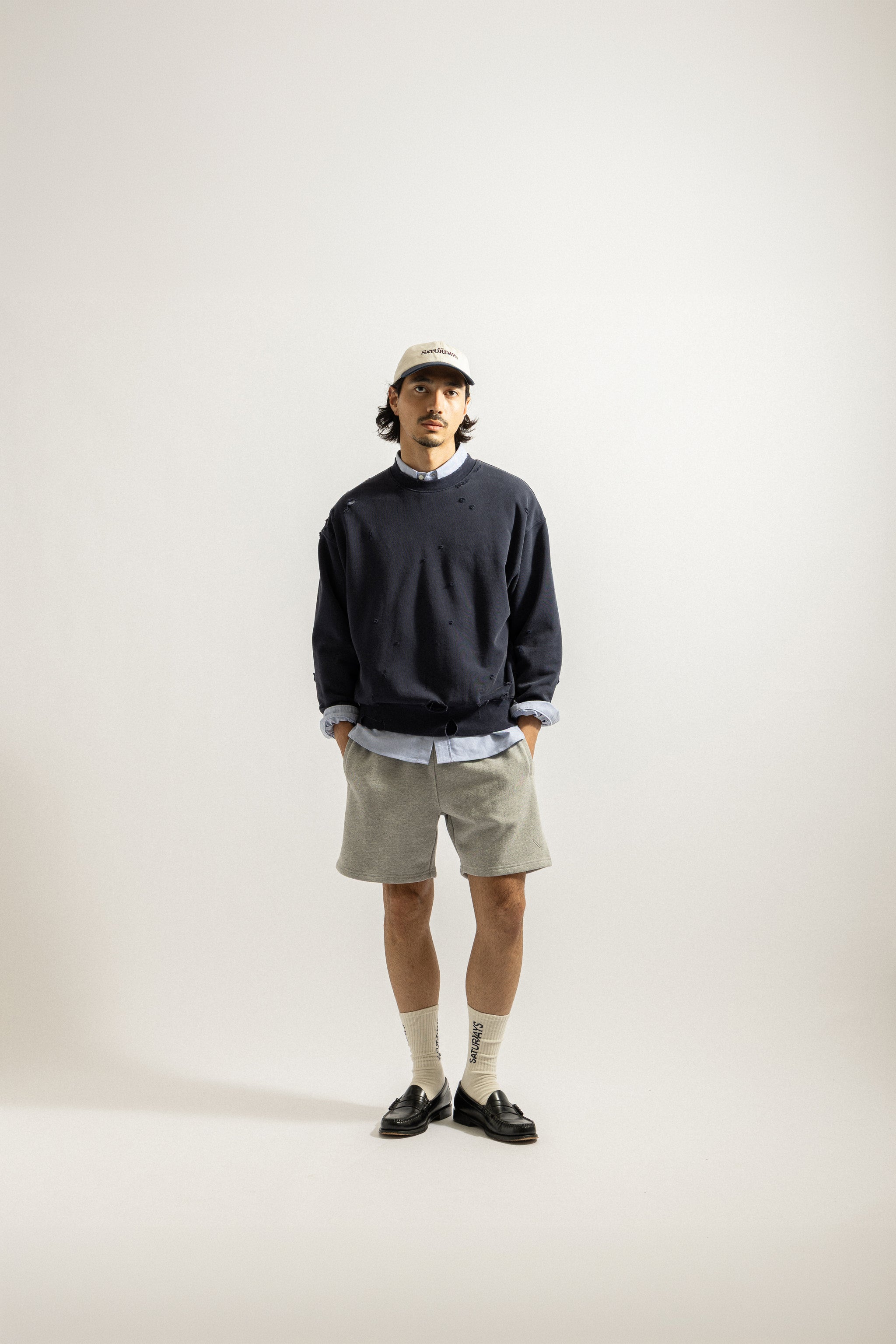 Saturdays NYC Austin Slash Sweat Short in Gray