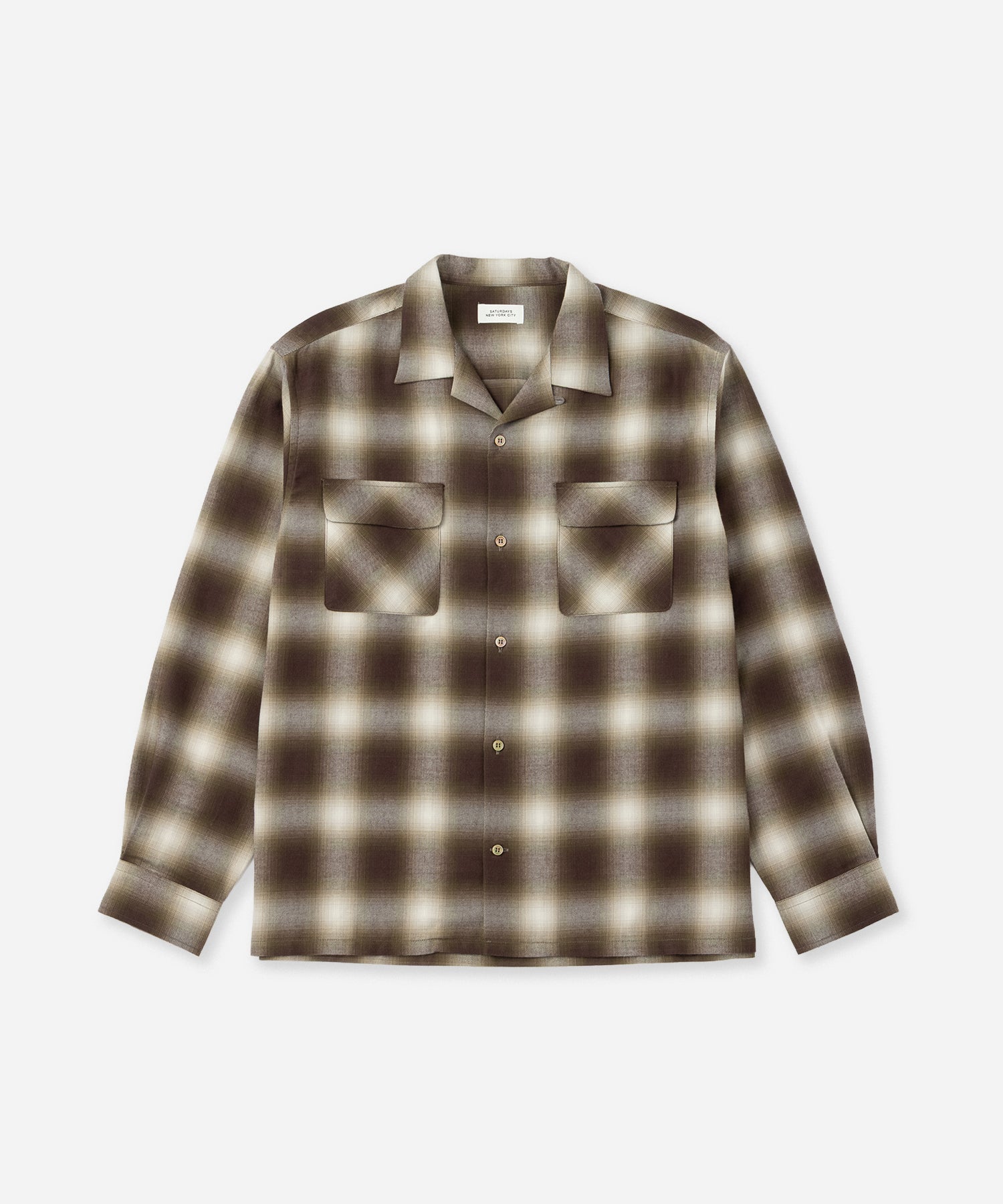 Saturdays NYC Marco Ombre Check Shirt in Olive Green
