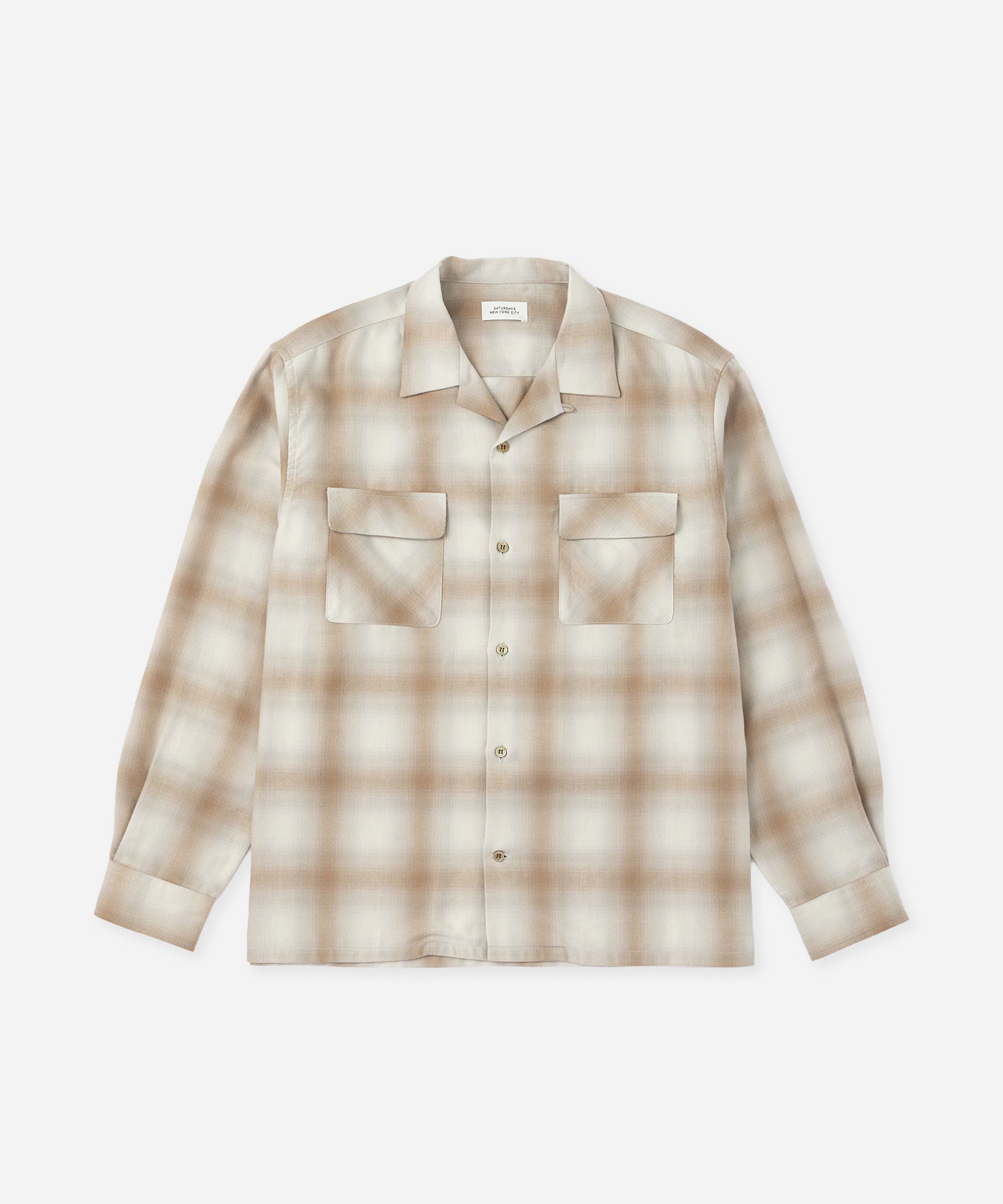 Saturdays NYC Marco Ombre Check Shirt in Ivory