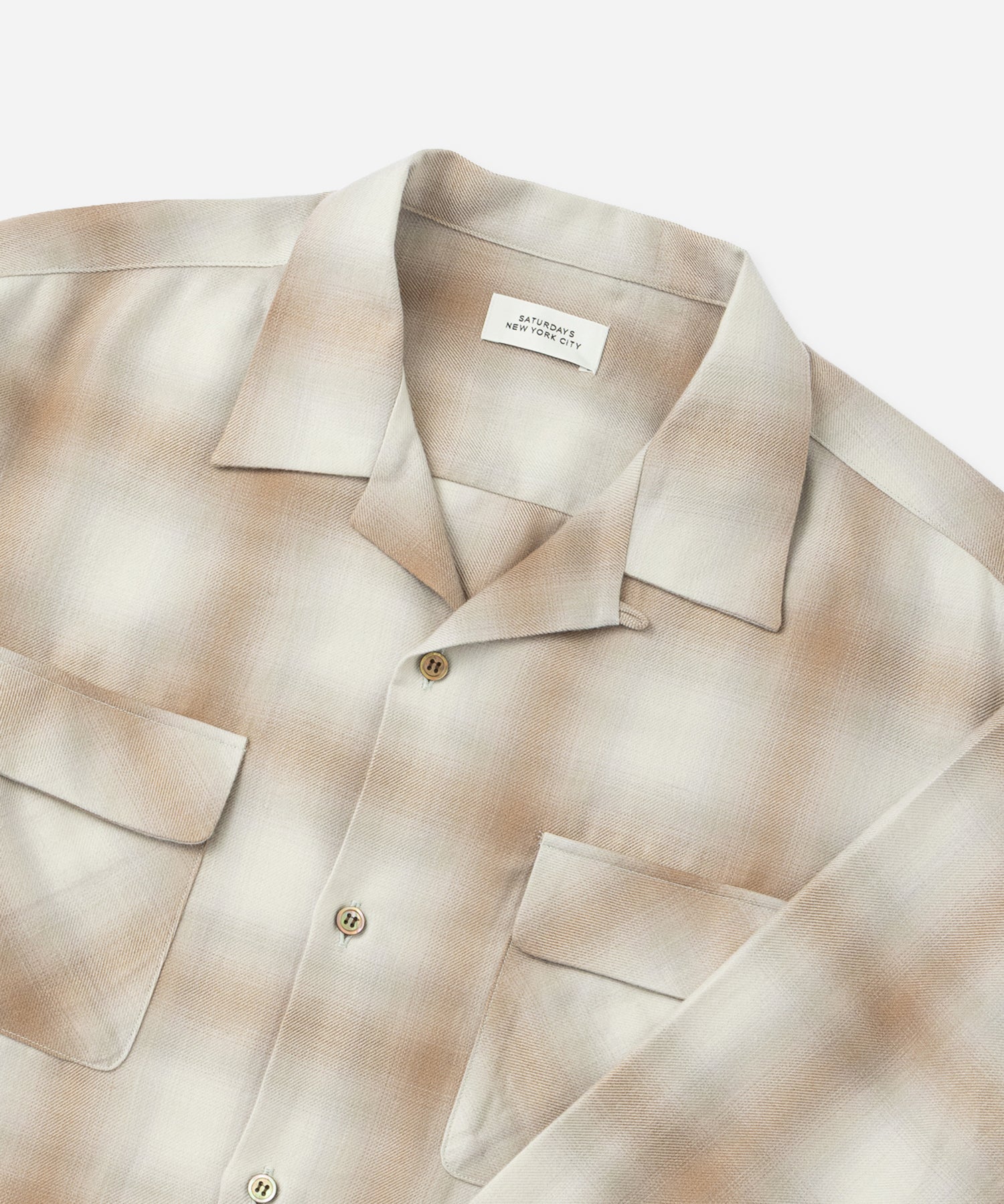 Saturdays NYC Marco Ombre Check Shirt in Ivory