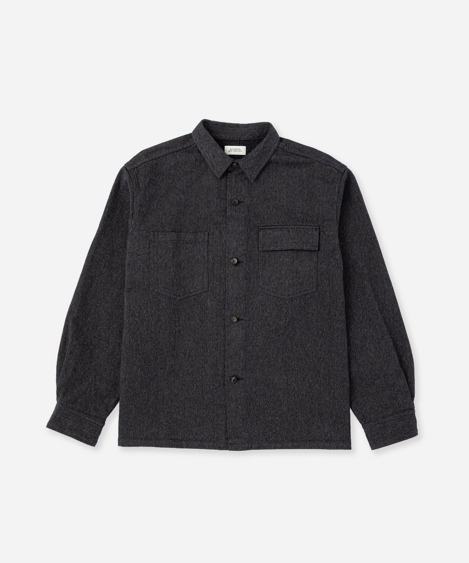 Saturdays NYC Magnus Melange Work Shirt in Navy