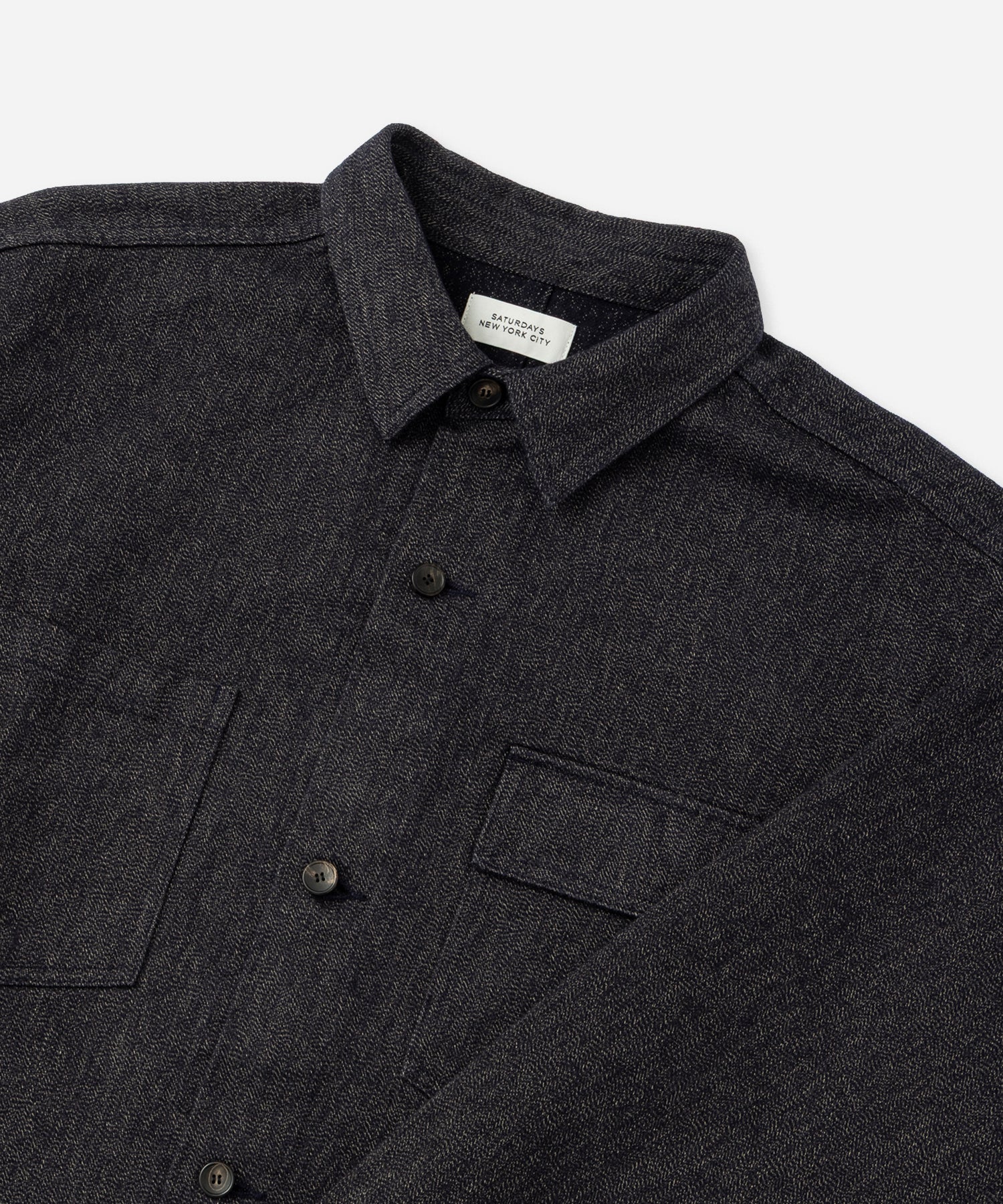 Saturdays NYC Magnus Melange Work Shirt in Navy