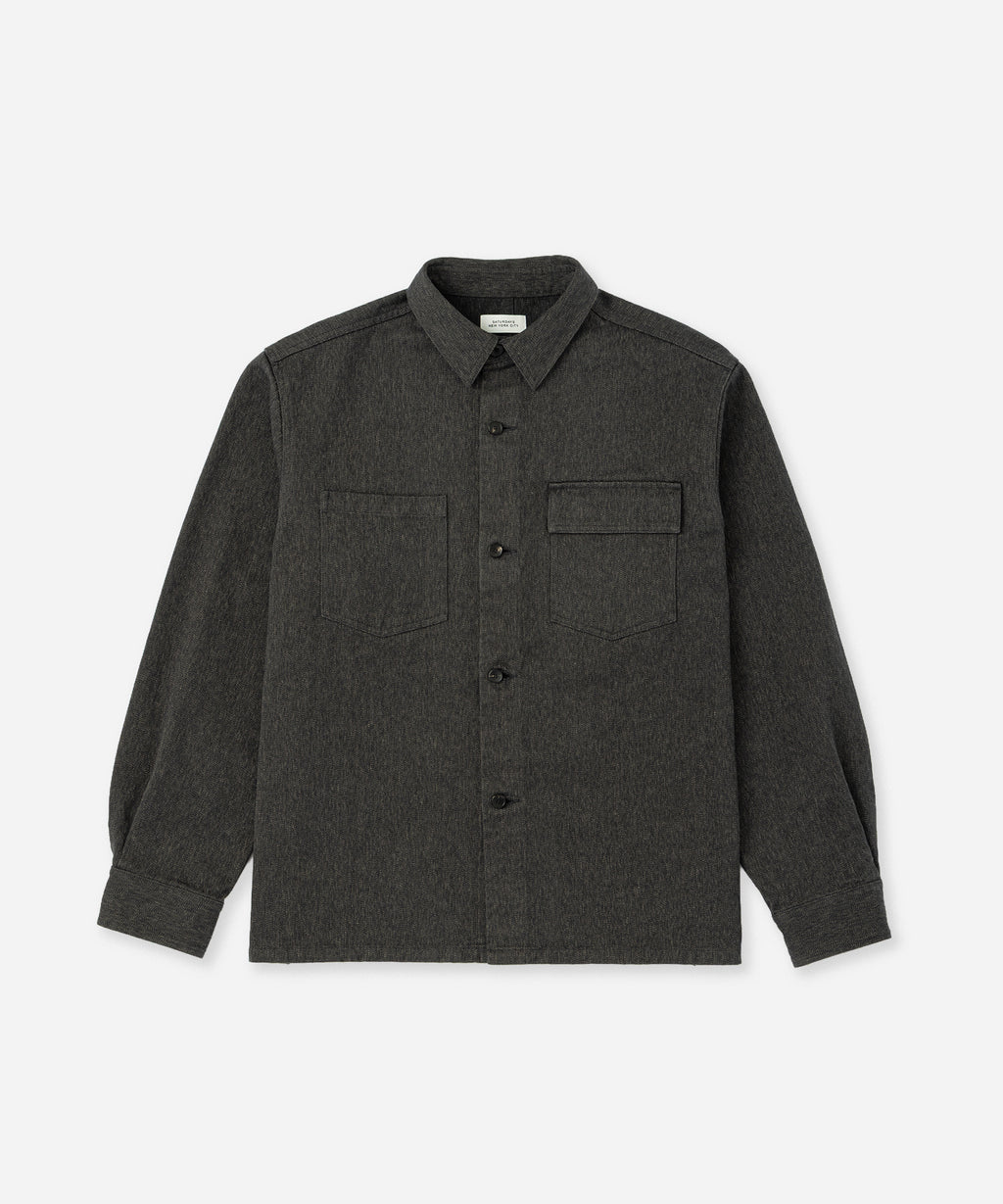 Saturdays NYC Magnus Melange Work Shirt in Charcoal