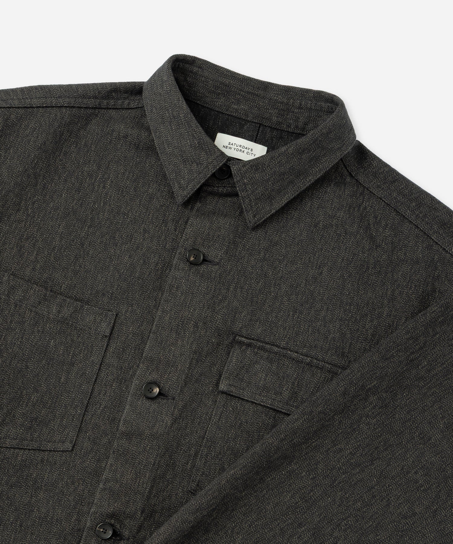 Saturdays NYC Magnus Melange Work Shirt in Charcoal
