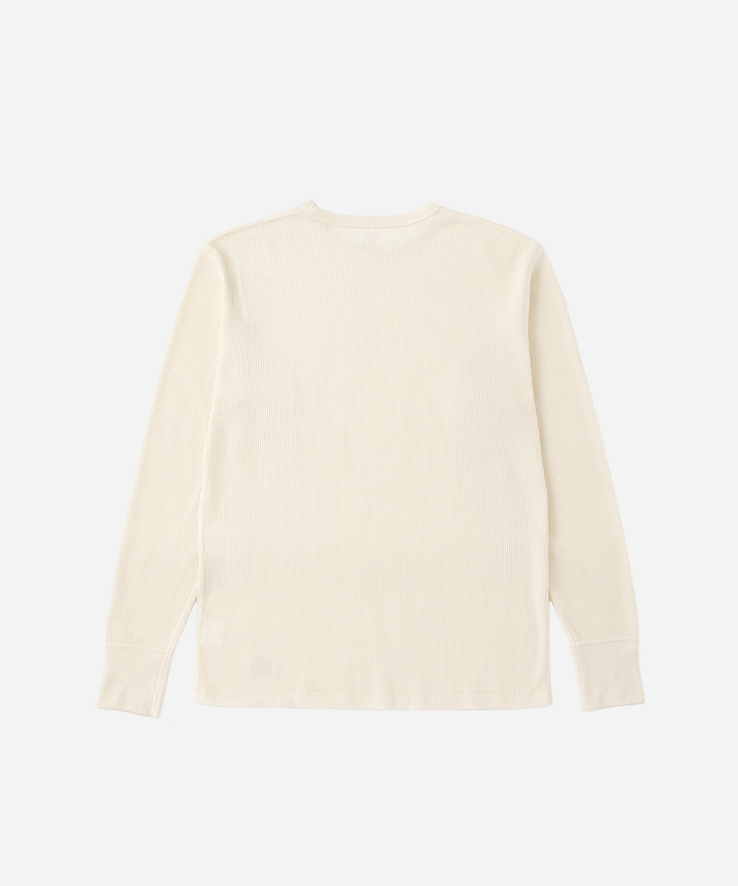 Hanes x Saturdays NYC Waffle Long Sleeve Tee in Off White, flat lay back view