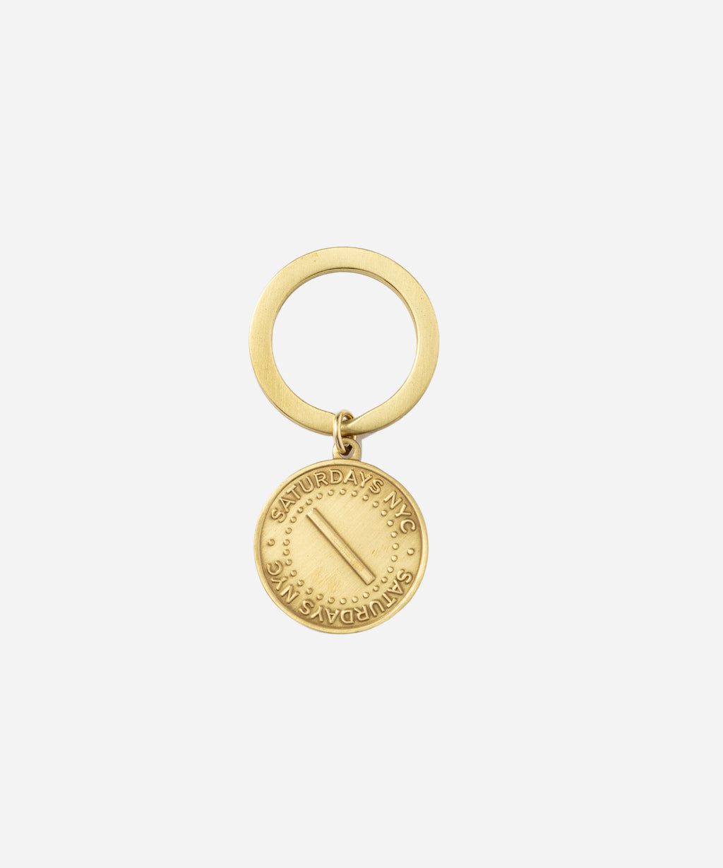 Saturdays NYC Saturdays Slash Coin Keyring in Gold