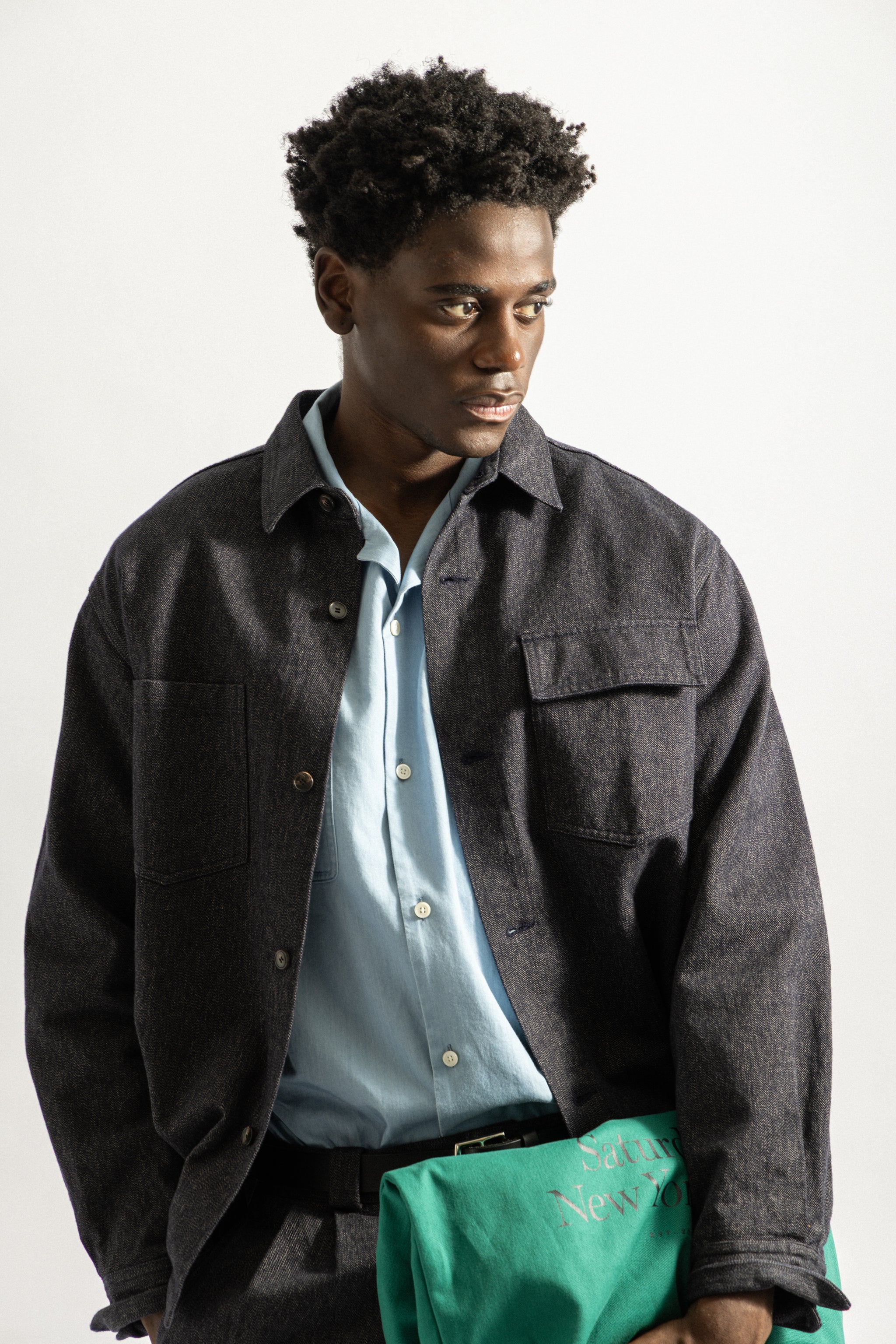 Saturdays NYC Magnus Melange Work Shirt in Charcoal
