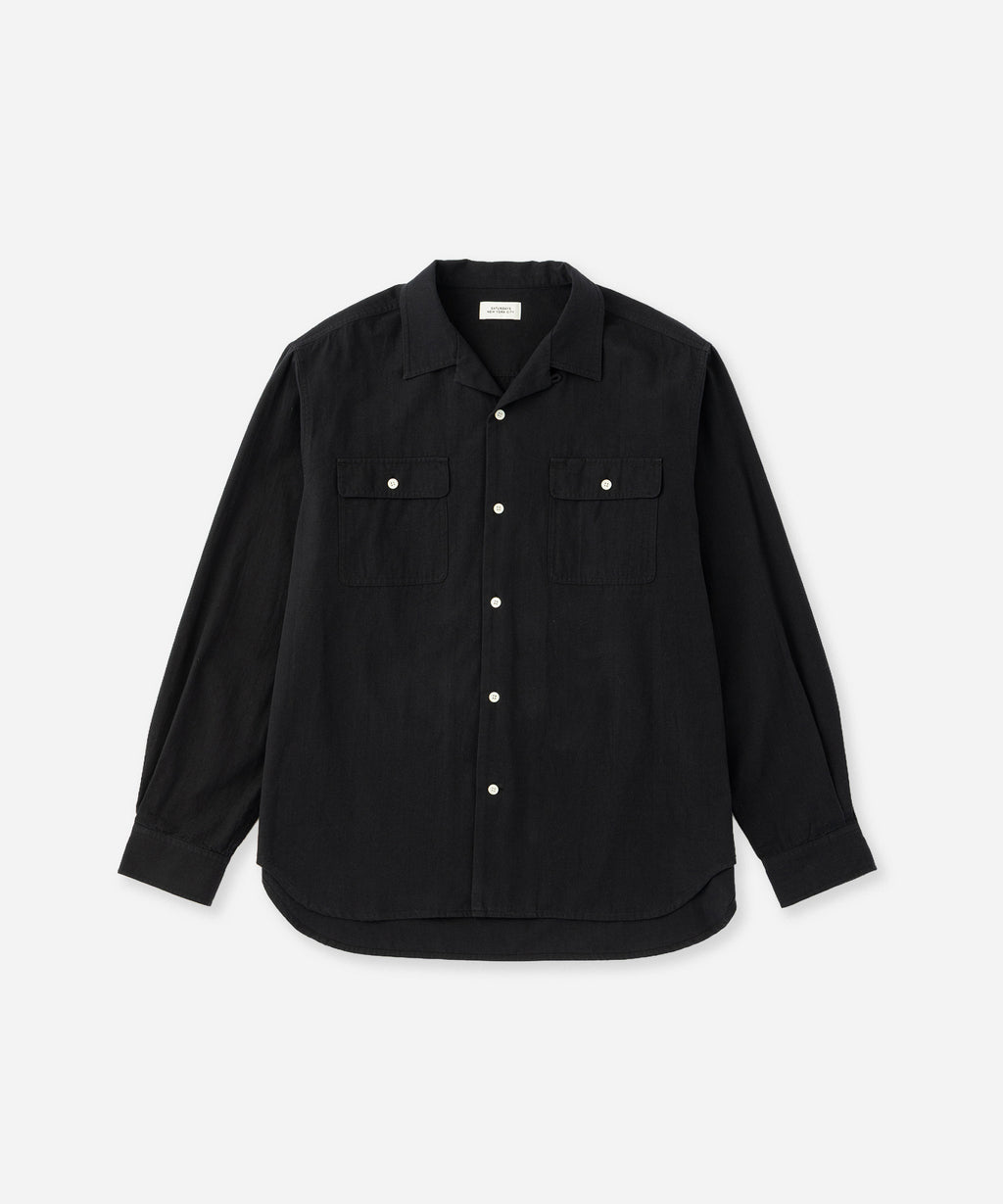 Saturdays NYC Hanley Chambray Melange Shirt in Black