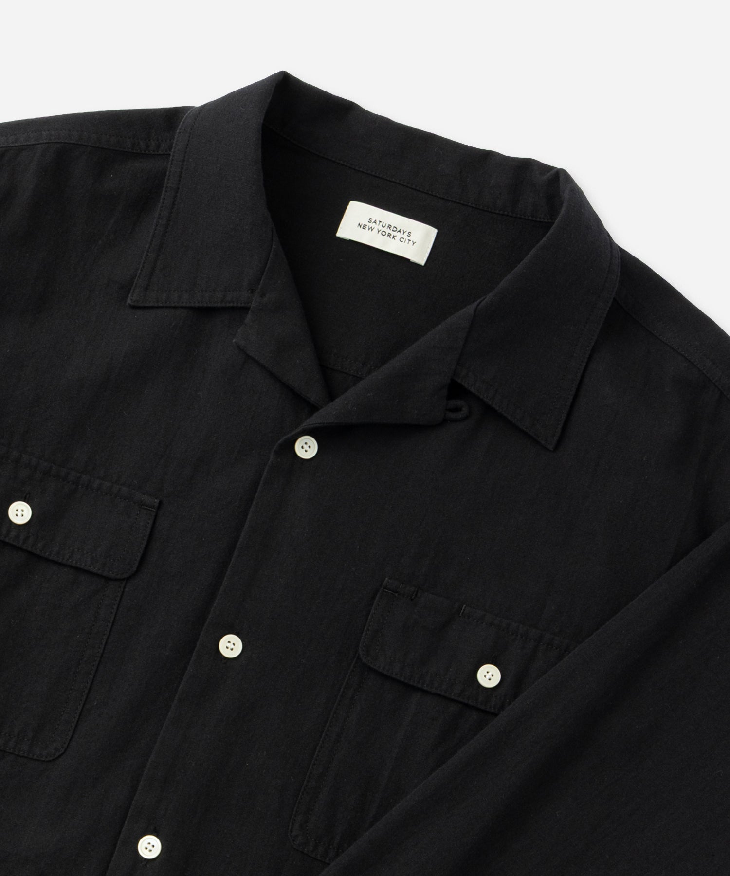 Saturdays NYC Hanley Chambray Melange Shirt in Black