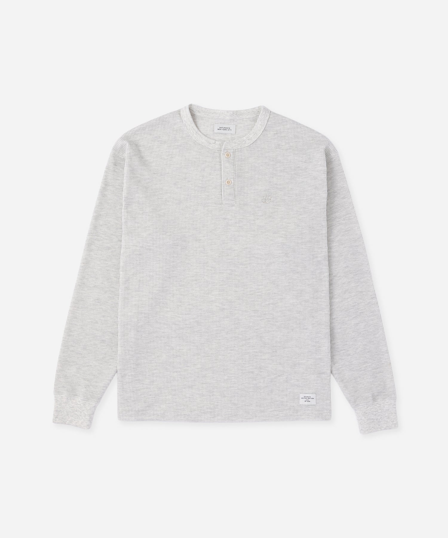 Saturdays NYC Alex Waffle Henley Neck Top in Ivory